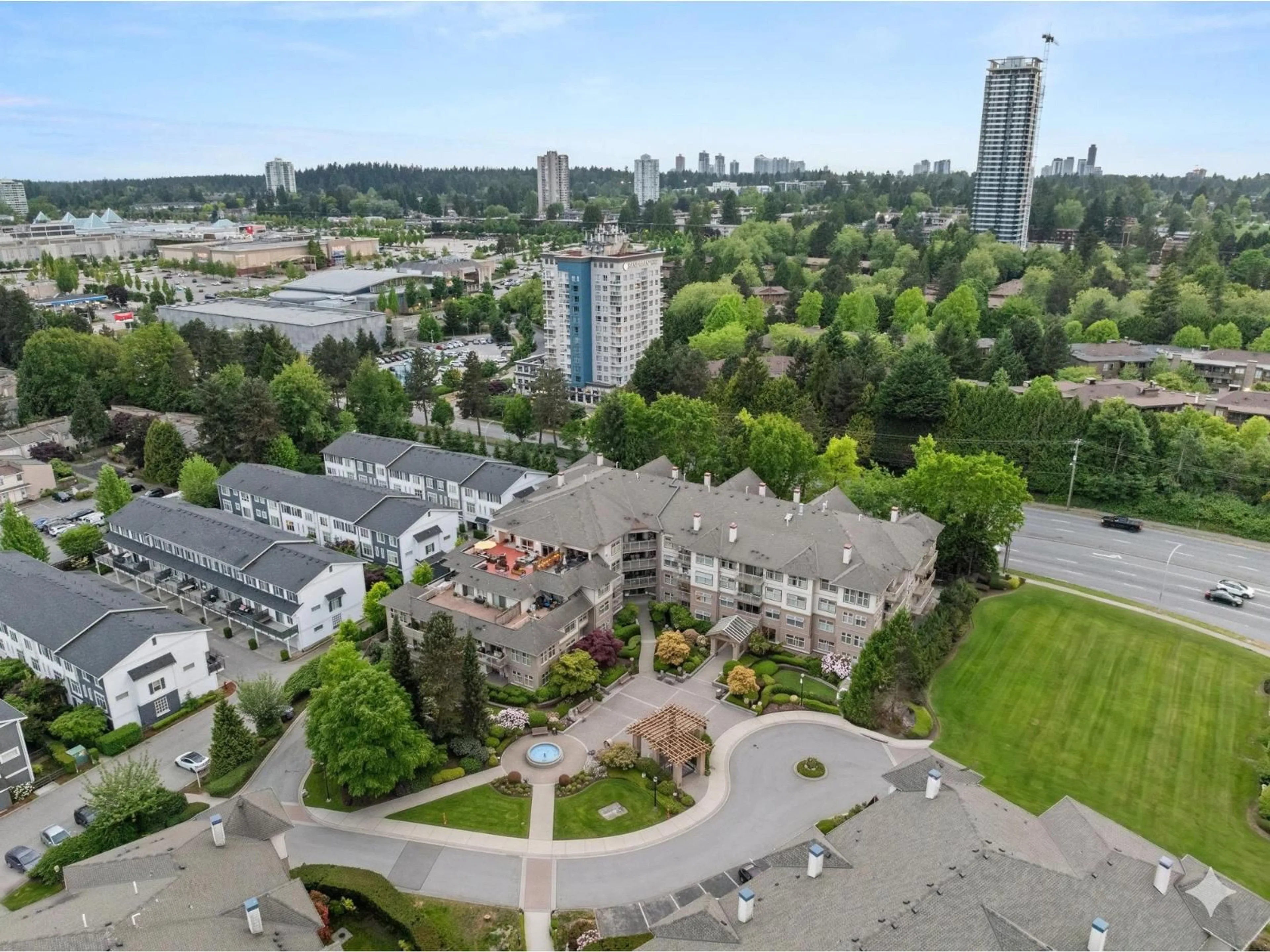 A pic from outside/outdoor area/front of a property/back of a property/a pic from drone, city buildings view from balcony for 404 - 15220 GUILDFORD DRIVE, Surrey British Columbia V3R0Y6