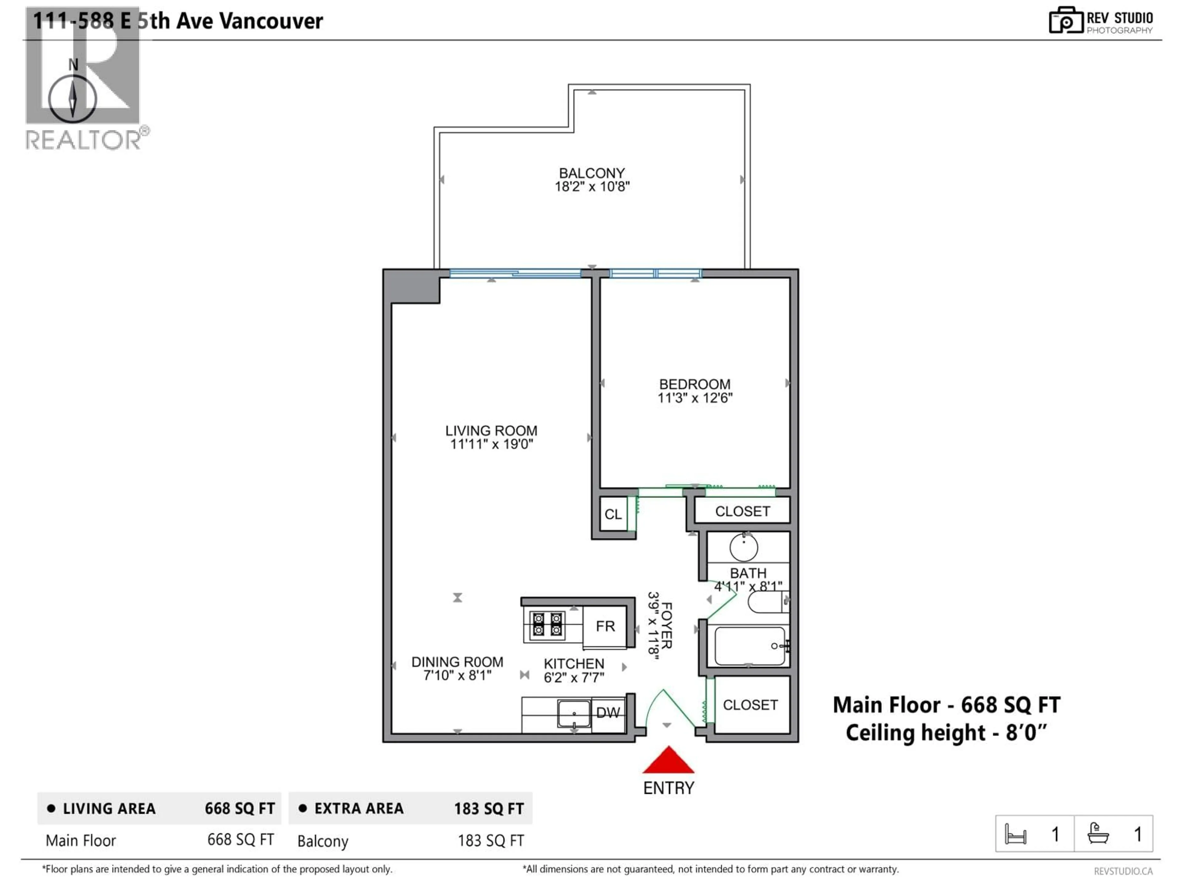 Floor plan for 111 - 588 5 STREET, Vancouver British Columbia V5T4H6