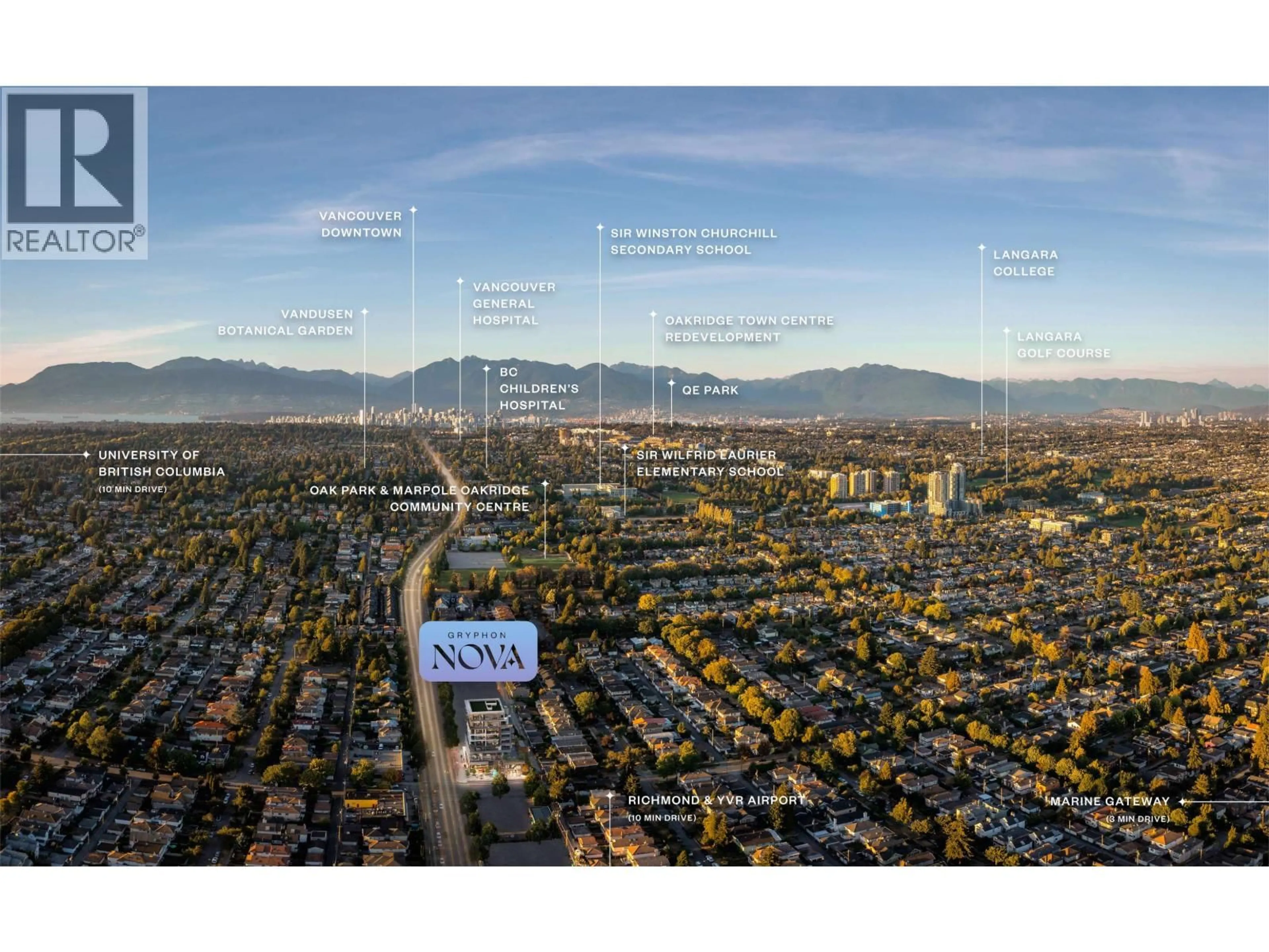 A pic from outside/outdoor area/front of a property/back of a property/a pic from drone, mountain view for 605 - 989 67TH AVENUE, Vancouver British Columbia V6P4B1