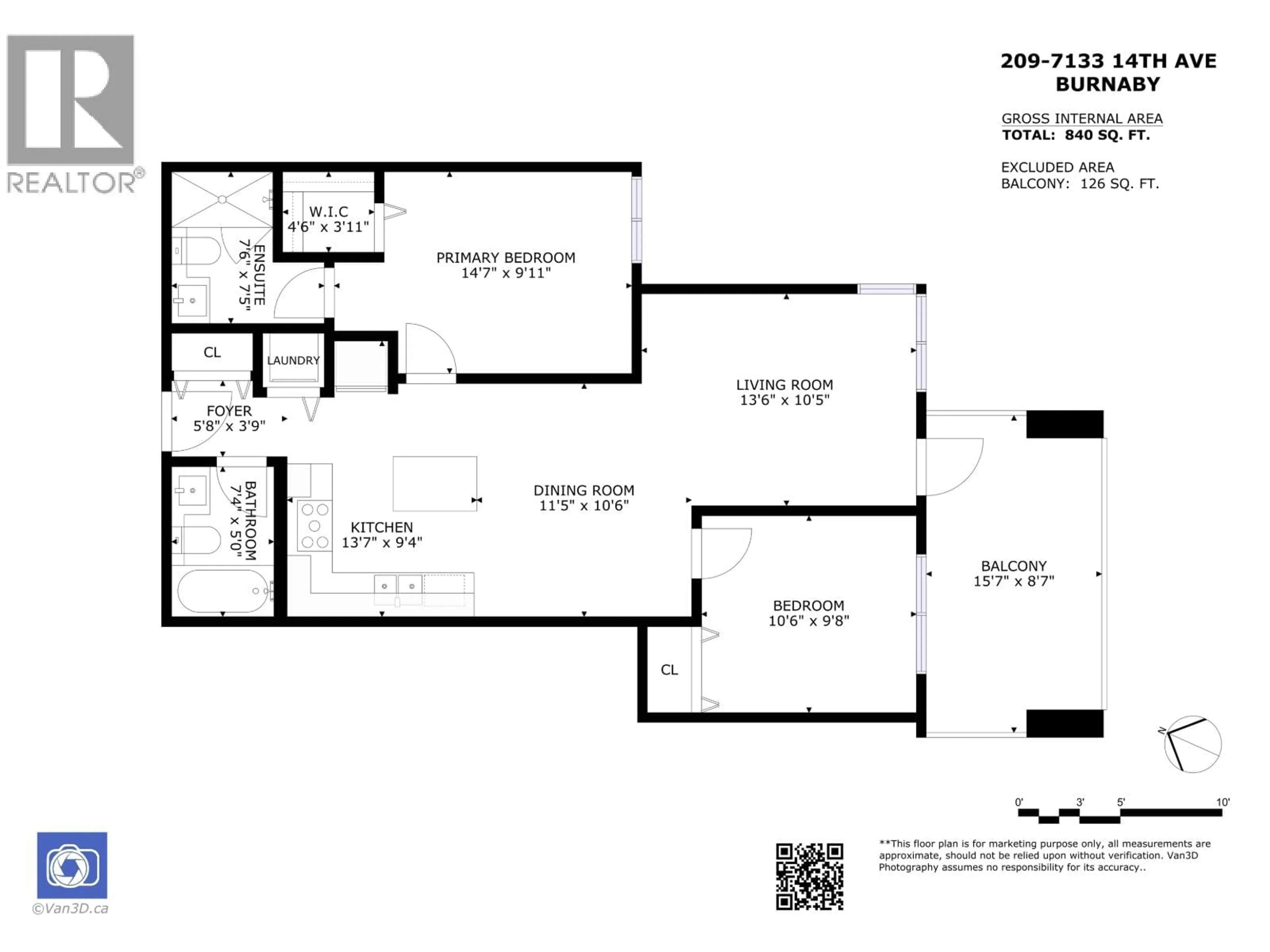 Floor plan for 209 - 7133 14TH AVENUE, Burnaby British Columbia V3N0H5
