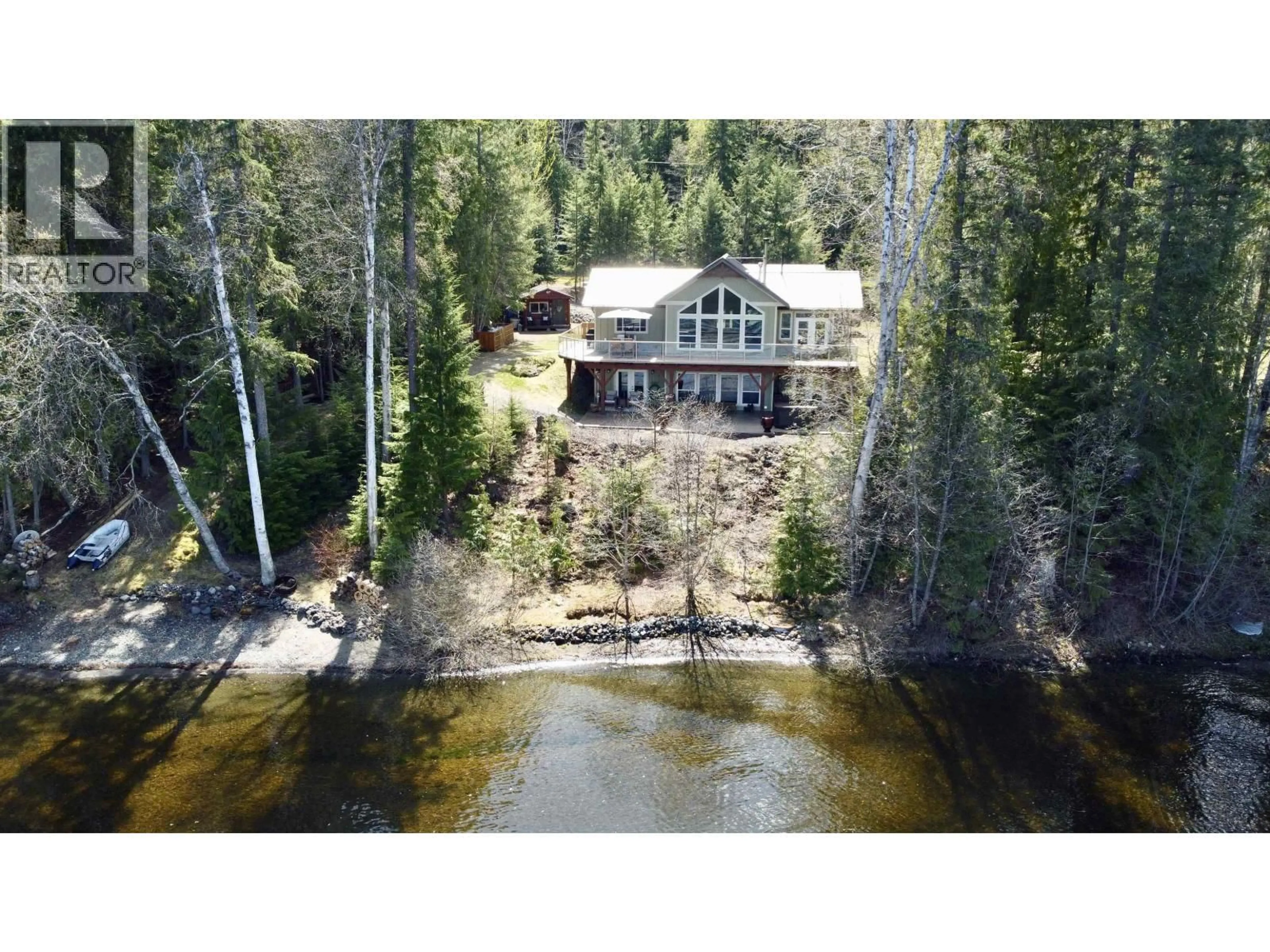 A pic from outside/outdoor area/front of a property/back of a property/a pic from drone, water/lake/river/ocean view for 8989 MAHOOD LAKE ROAD, Canim Lake British Columbia V0K1J0