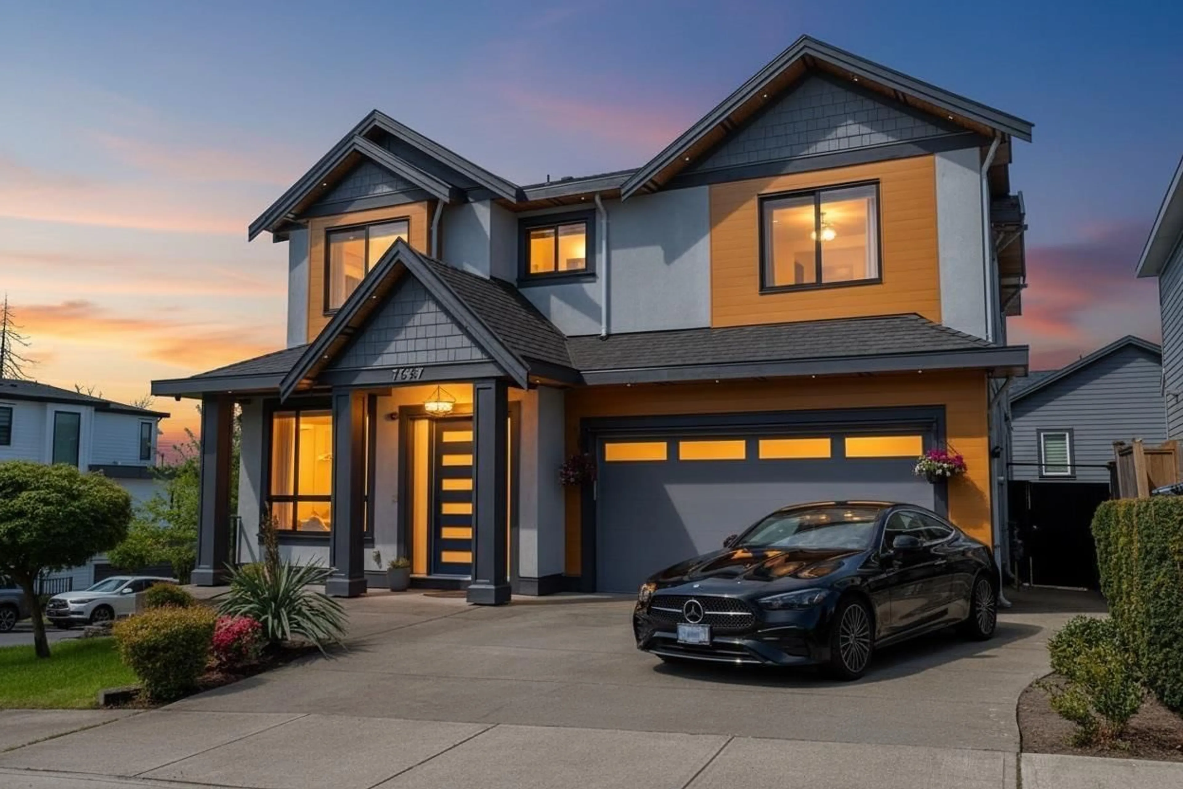 Home with vinyl exterior material, street for 7667 155 STREET, Surrey British Columbia V3S3P3