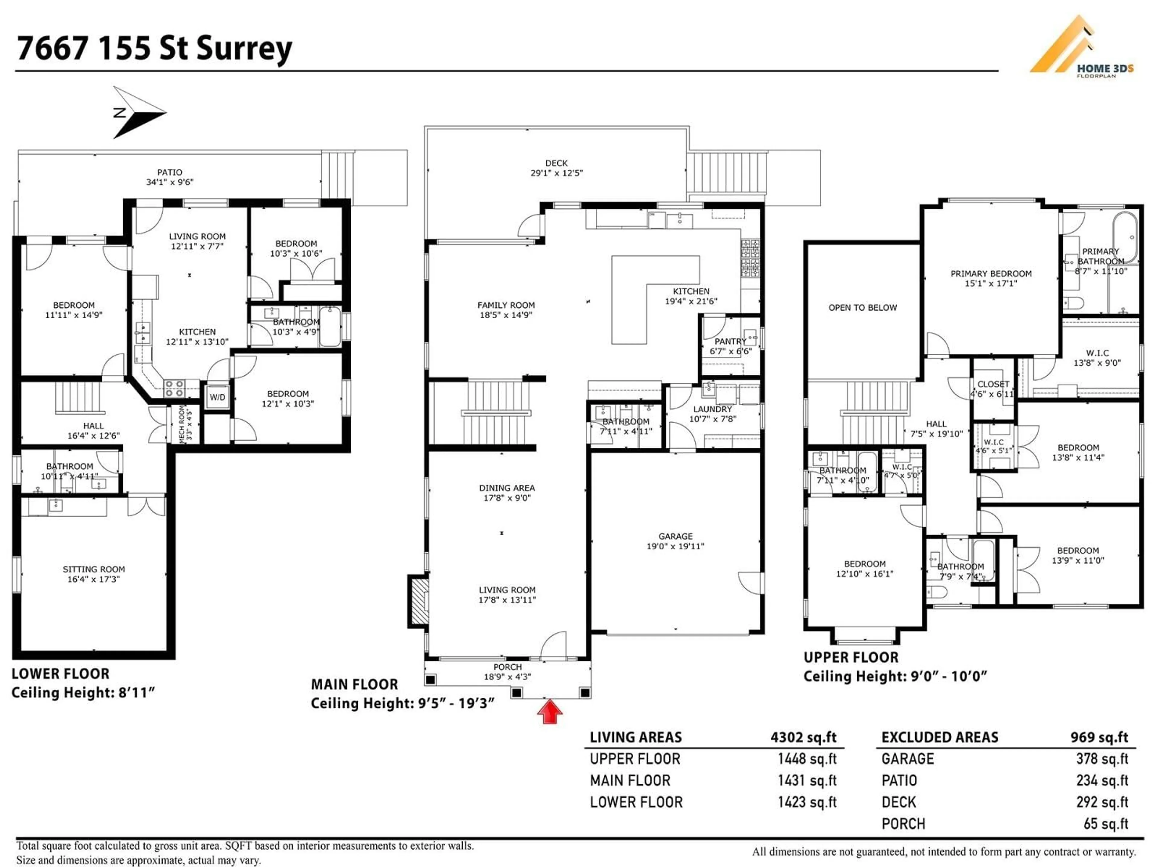 Floor plan for 7667 155 STREET, Surrey British Columbia V3S3P3