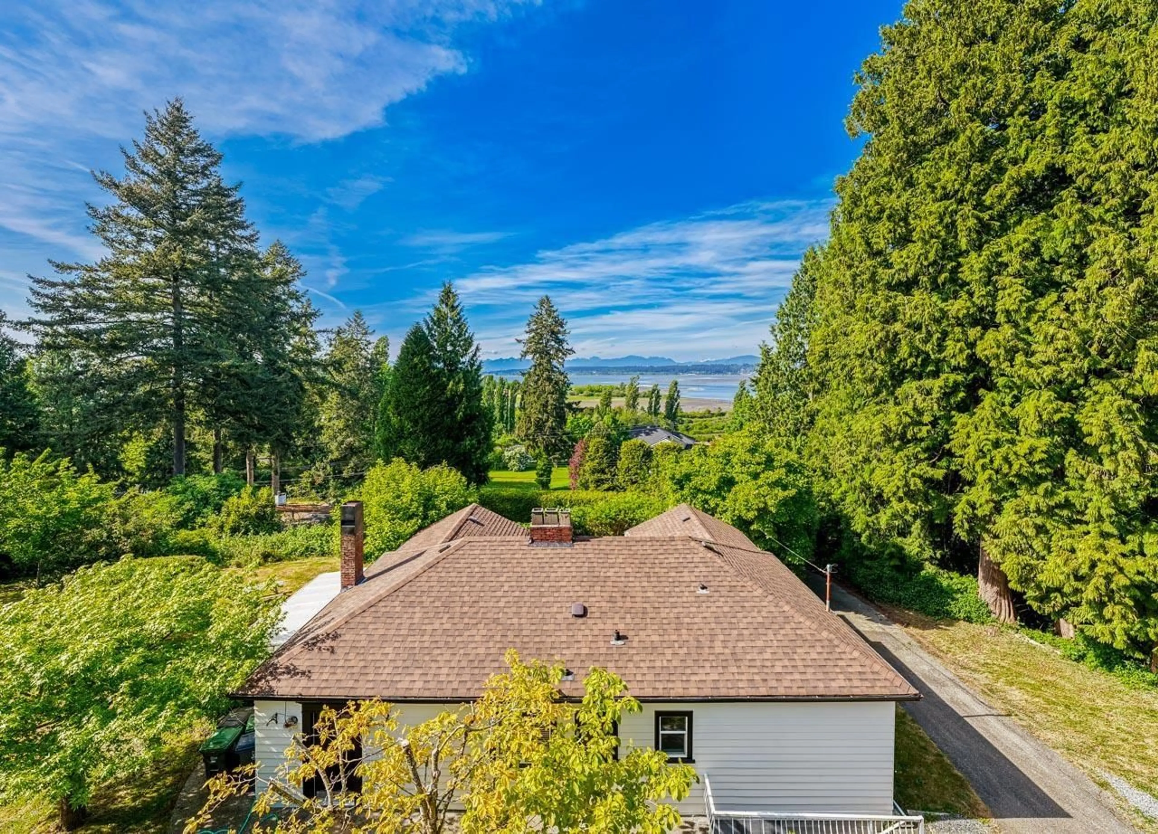 A pic from outside/outdoor area/front of a property/back of a property/a pic from drone, water/lake/river/ocean view for 12520 CRESCENT ROAD, Surrey British Columbia V4A2V3