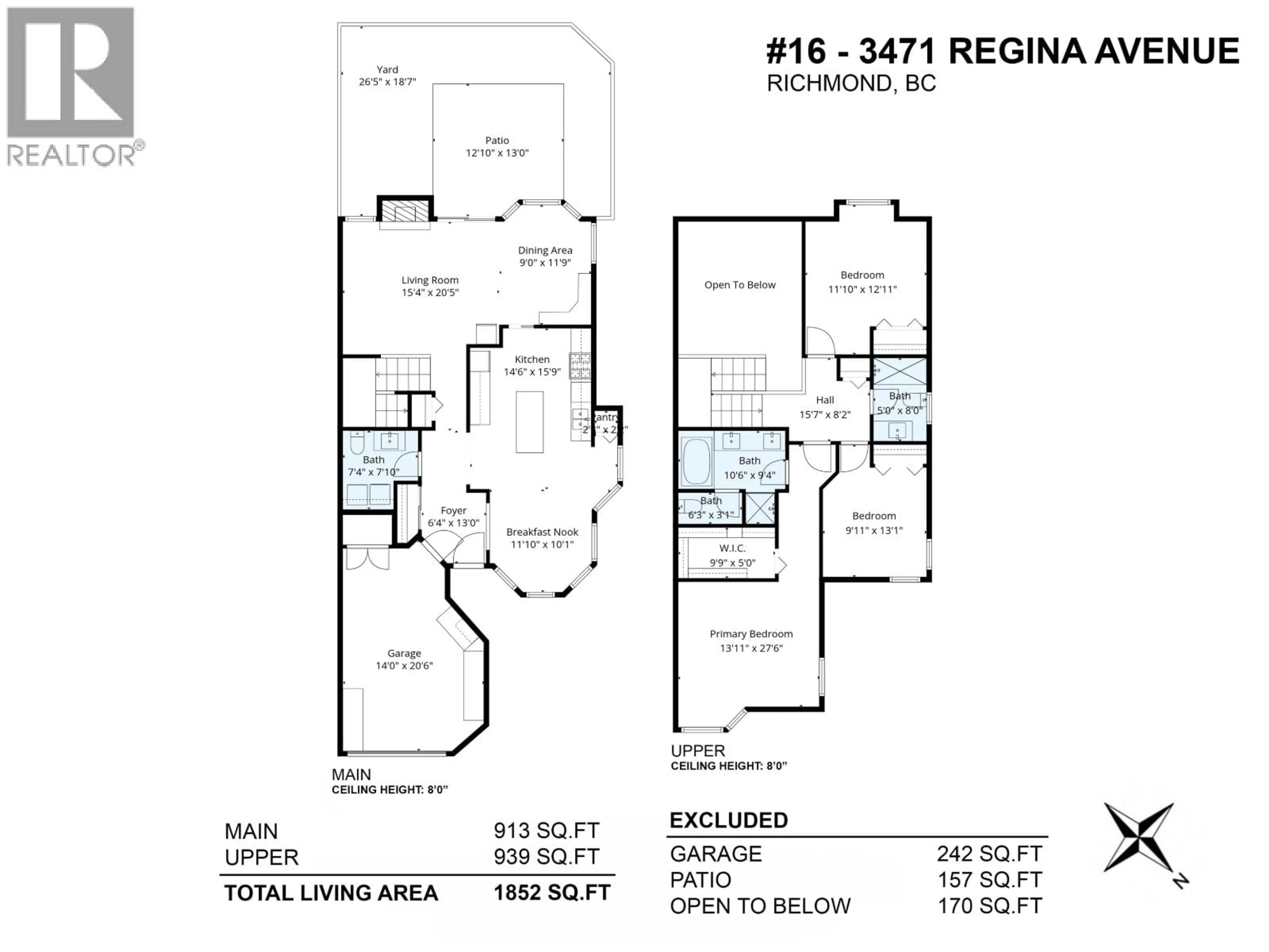 Floor plan for 16 - 3471 REGINA AVENUE, Richmond British Columbia V6X2K8
