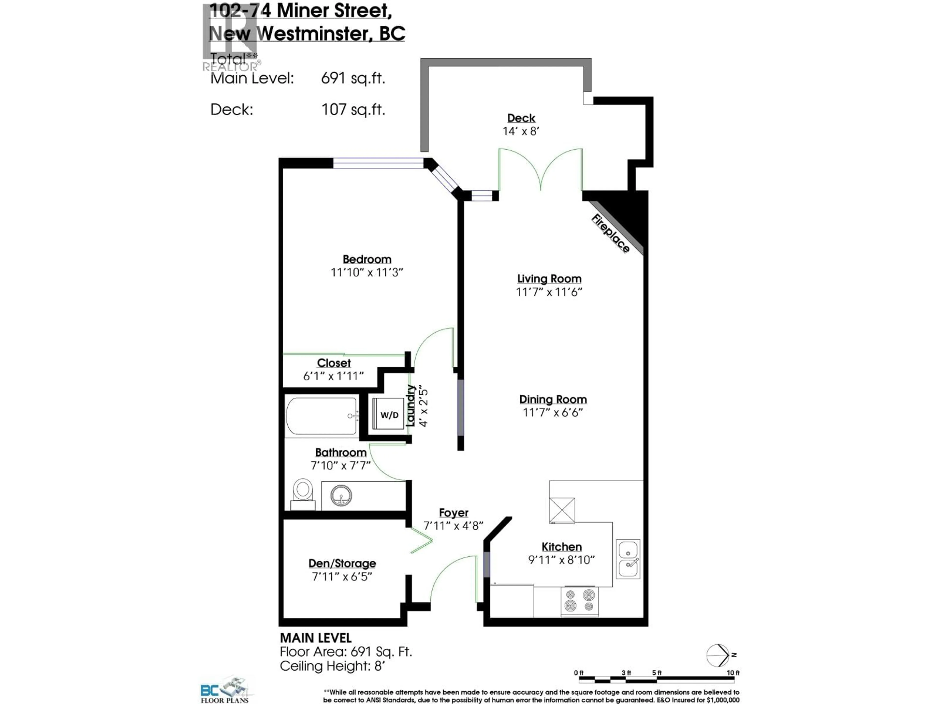 Floor plan for 102 - 74 MINER STREET, New Westminster British Columbia V3L5N6