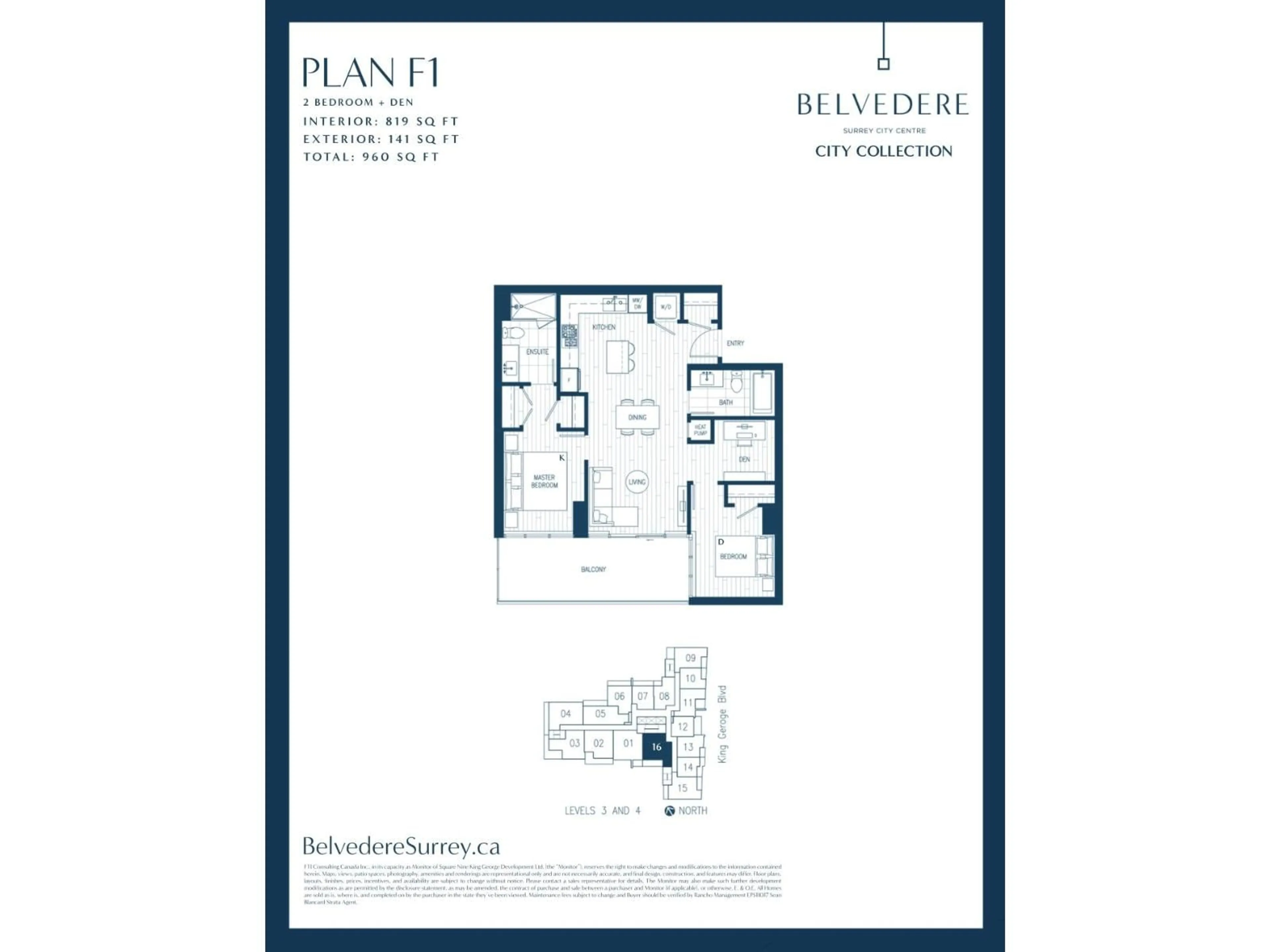 Floor plan for 416 - 9675 KING GEORGE BOULEVARD, Surrey British Columbia V3T0T7