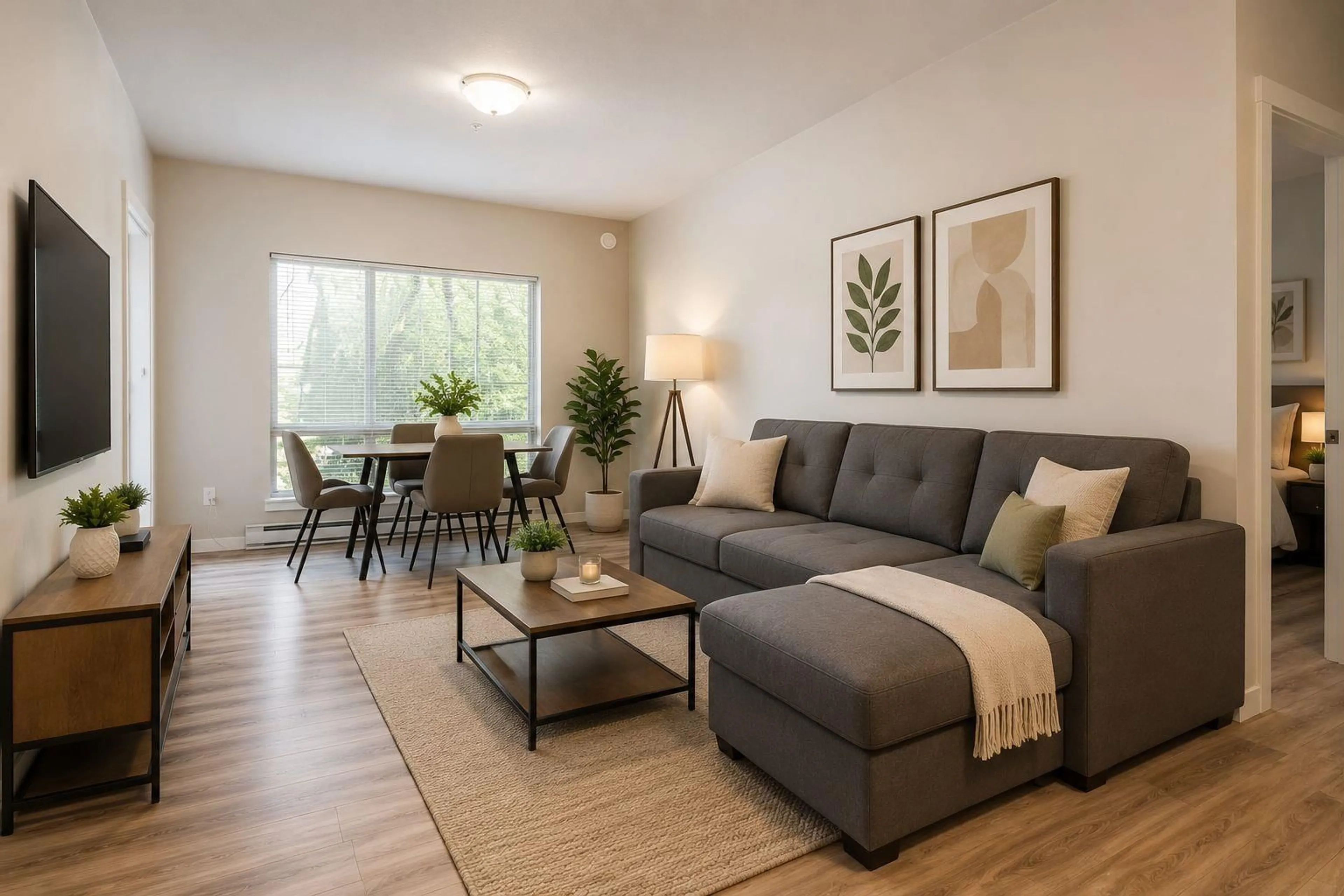 Living room with furniture, wood/laminate floor for 220 - 13789 107A AVENUE, Surrey British Columbia V3T0B8