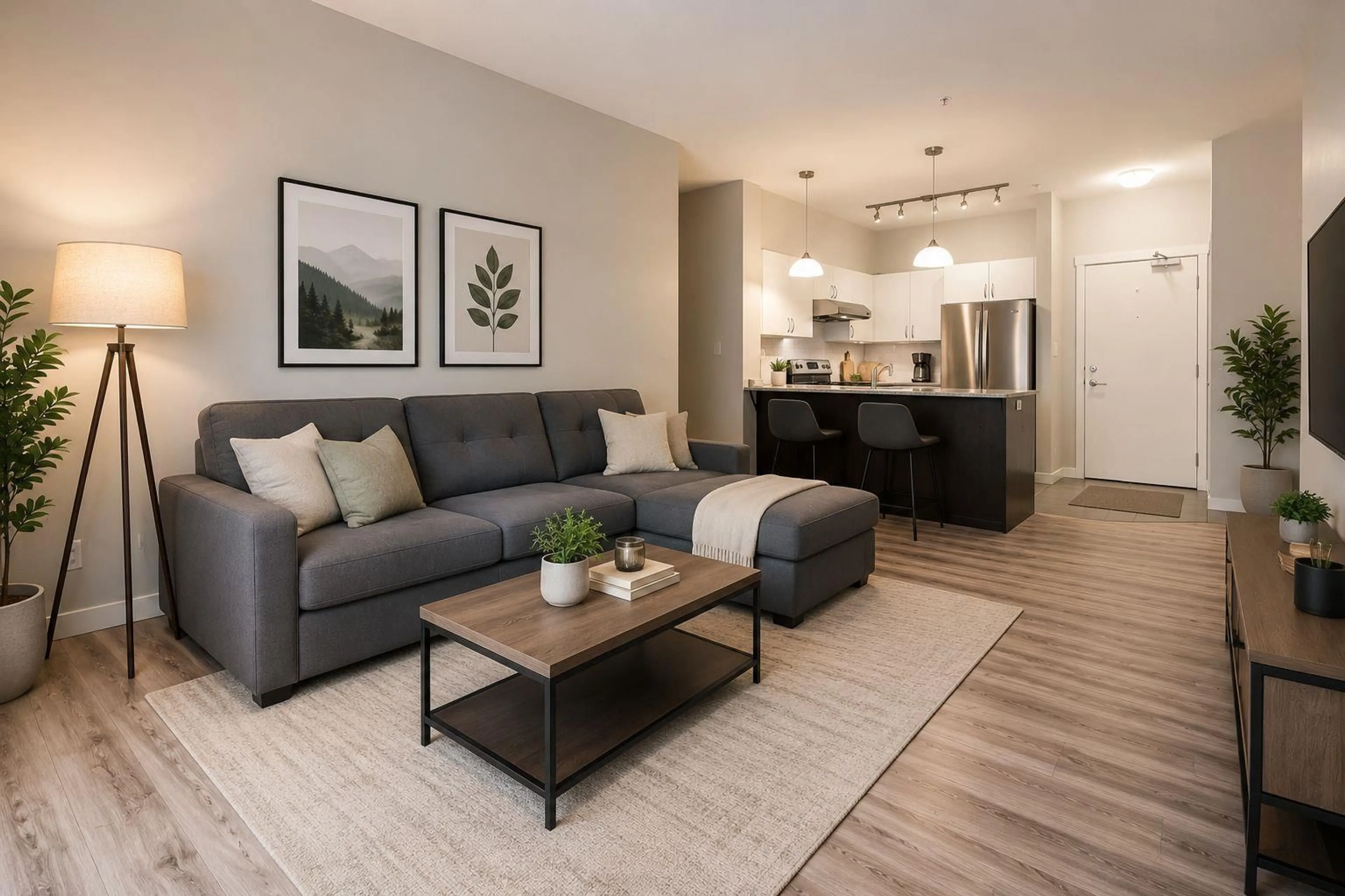 Living room with furniture, wood/laminate floor for 220 - 13789 107A AVENUE, Surrey British Columbia V3T0B8