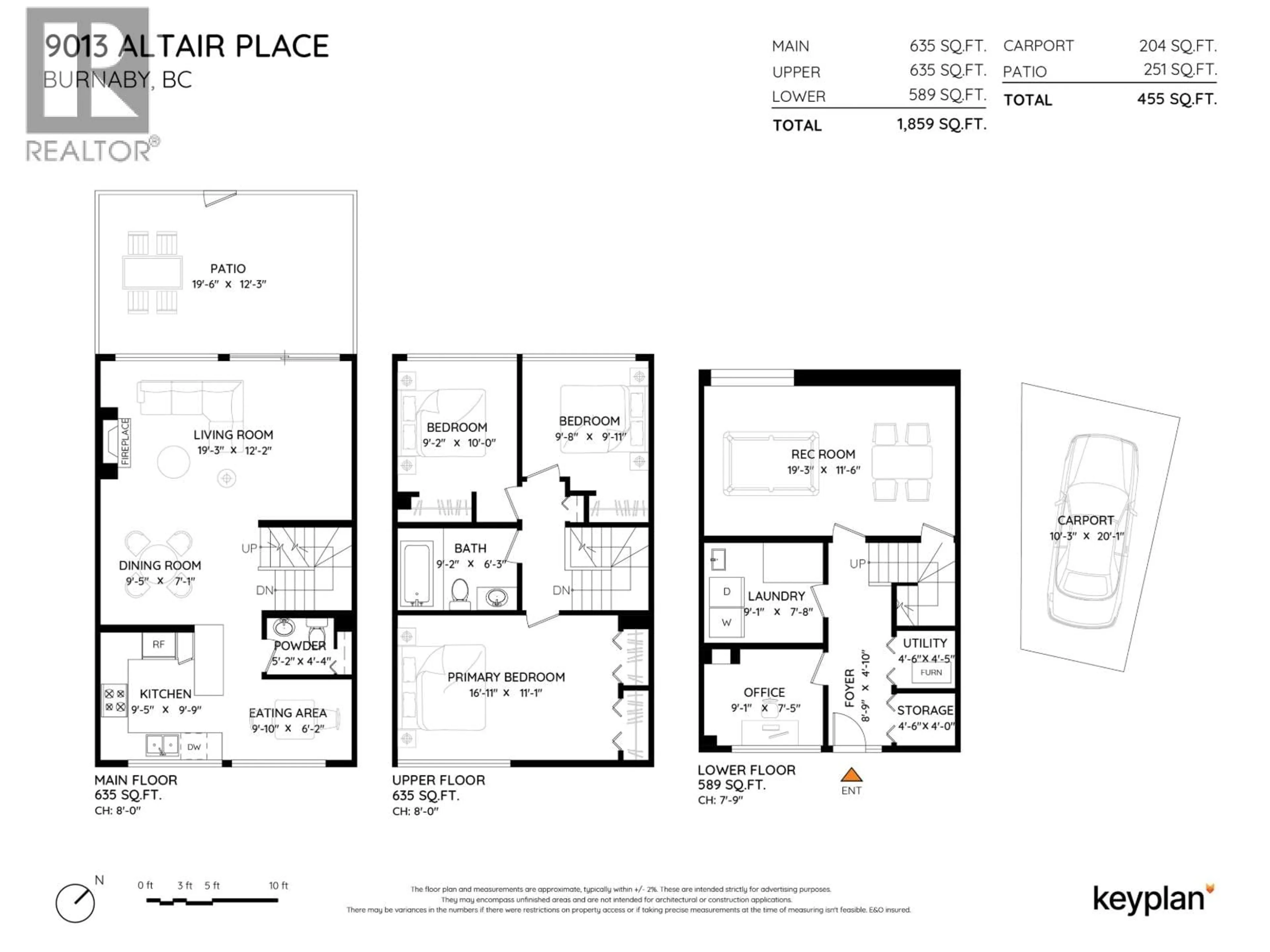 Floor plan for 9013 ALTAIR PLACE, Burnaby British Columbia V3J1A8