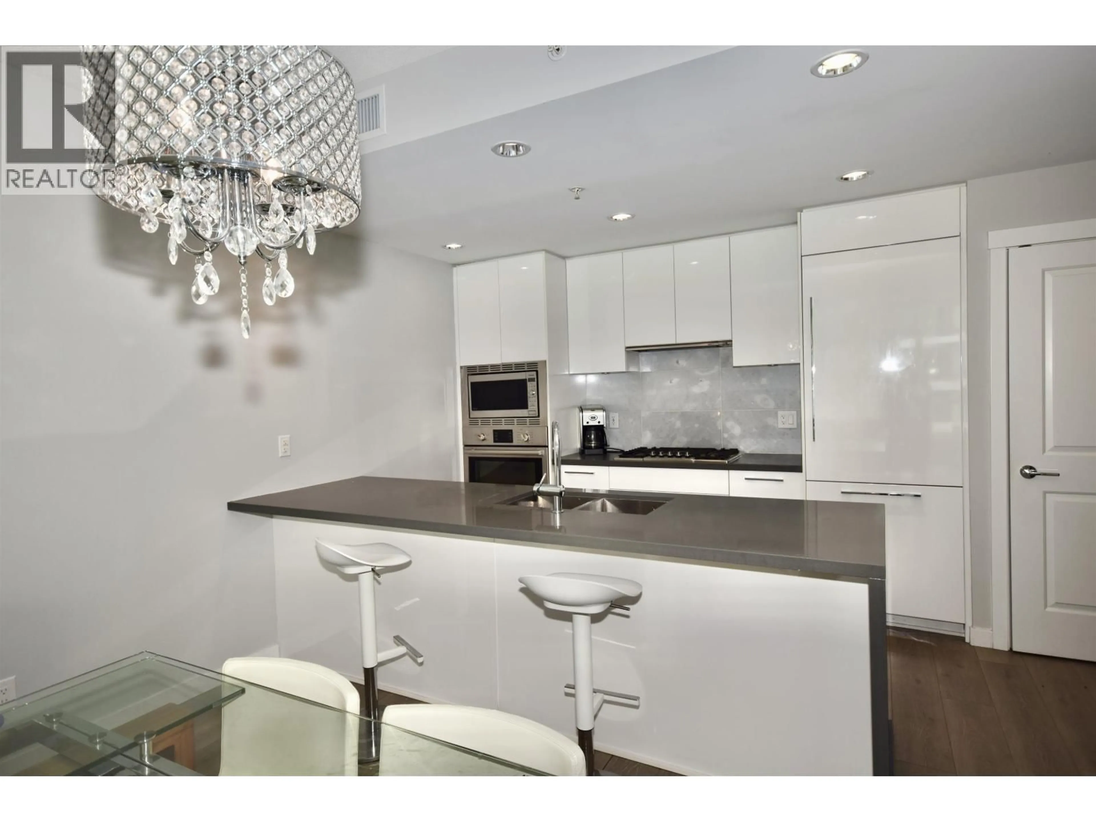 Contemporary kitchen, ceramic/tile floor for 501 - 5628 BIRNEY AVENUE, Vancouver British Columbia V6S0H7