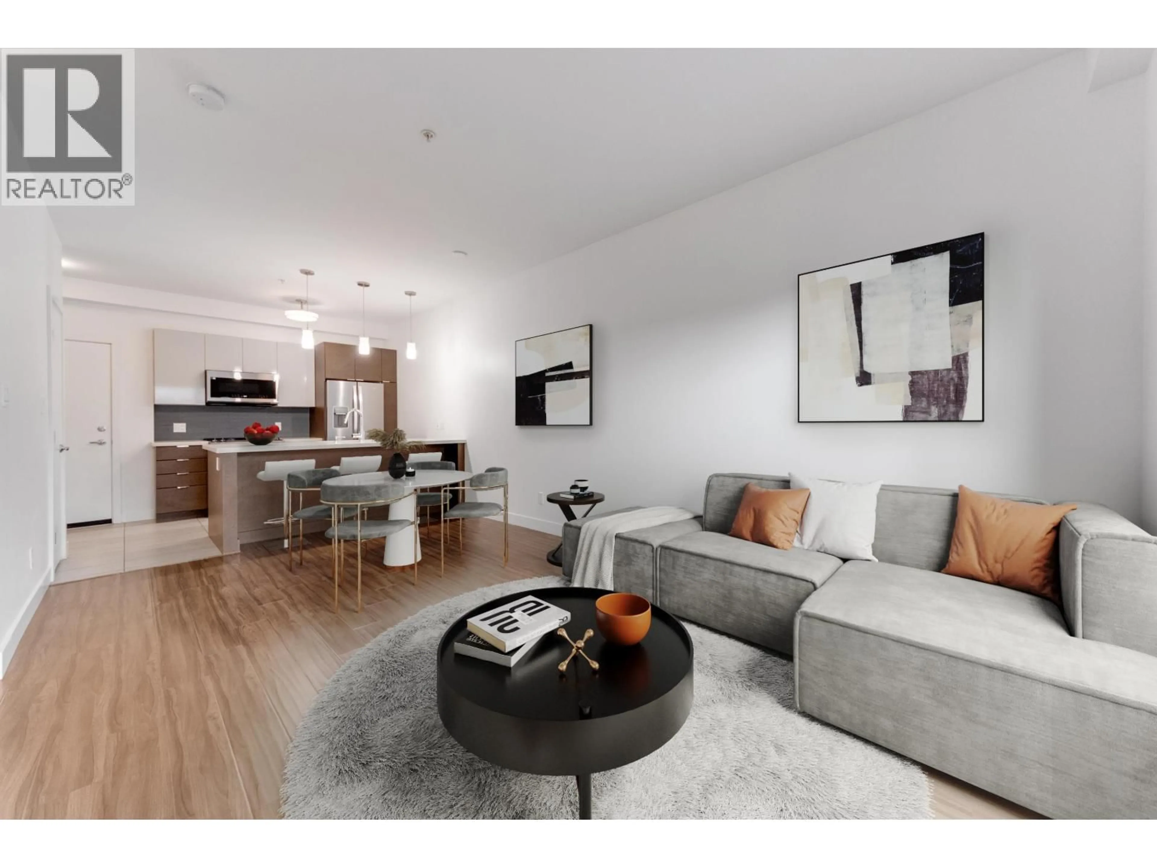 Living room with furniture, wood/laminate floor for 211 - 7727 ROYAL OAK AVENUE, Burnaby British Columbia V5J4K2