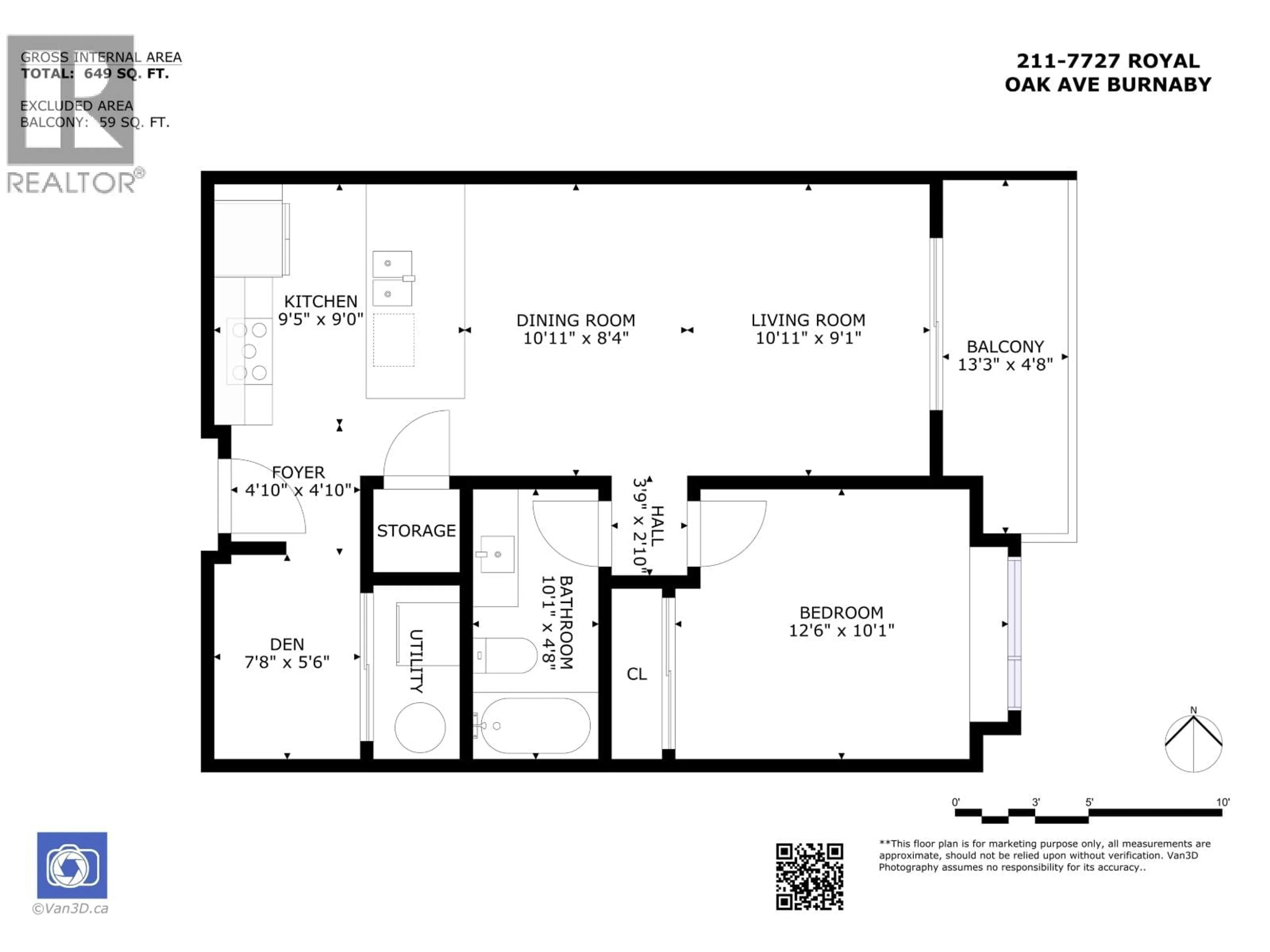 Floor plan for 211 - 7727 ROYAL OAK AVENUE, Burnaby British Columbia V5J4K2