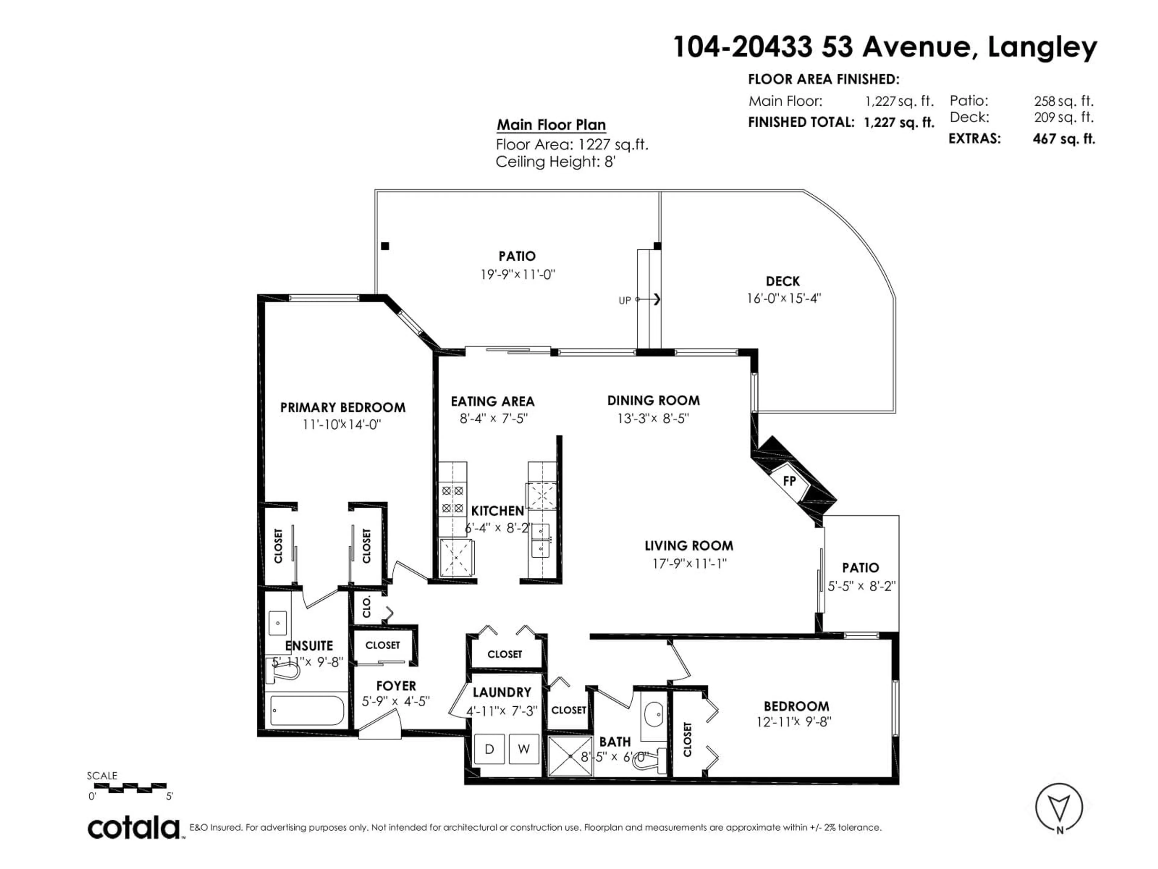 Floor plan for 104 - 20433 53 AVENUE, Langley British Columbia V3A7A6