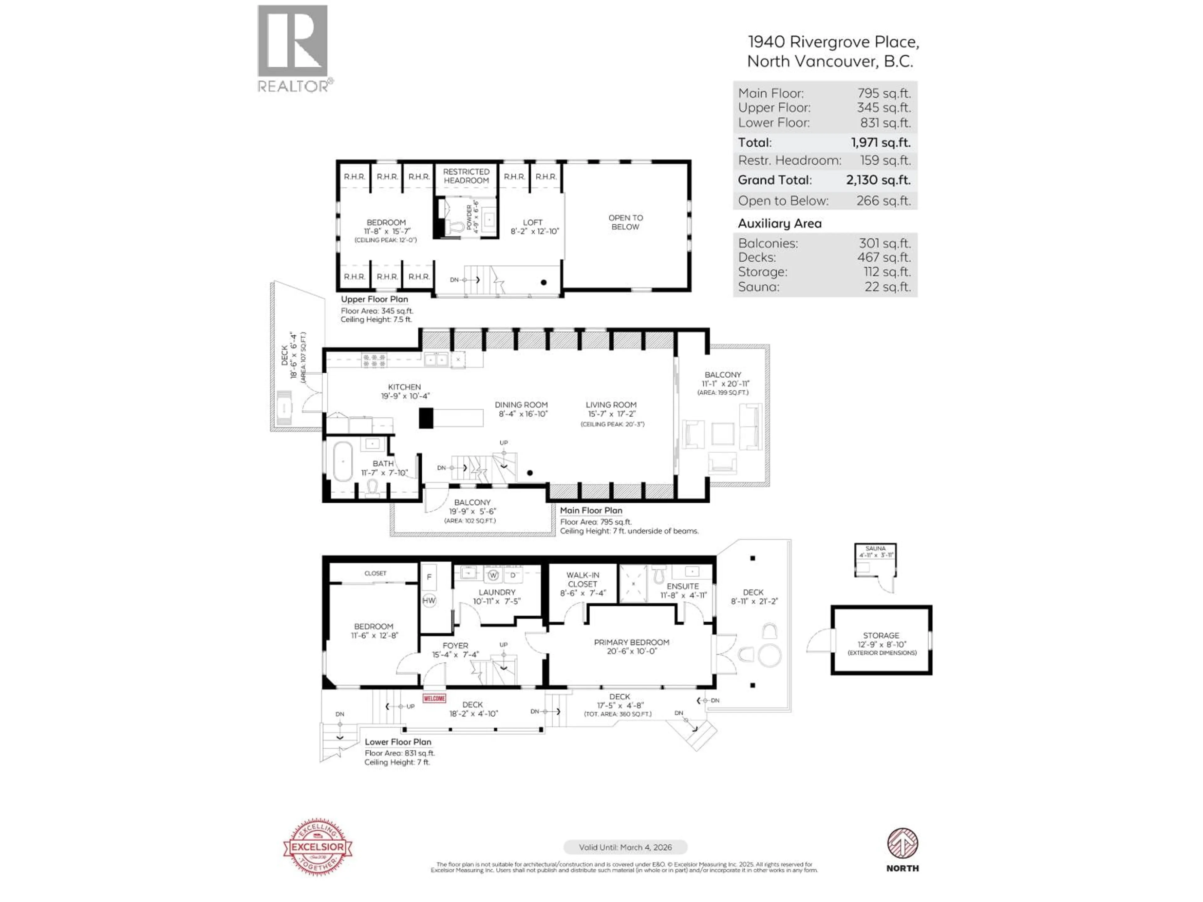 Floor plan for 1940 RIVERGROVE PLACE, North Vancouver British Columbia V7H2L4