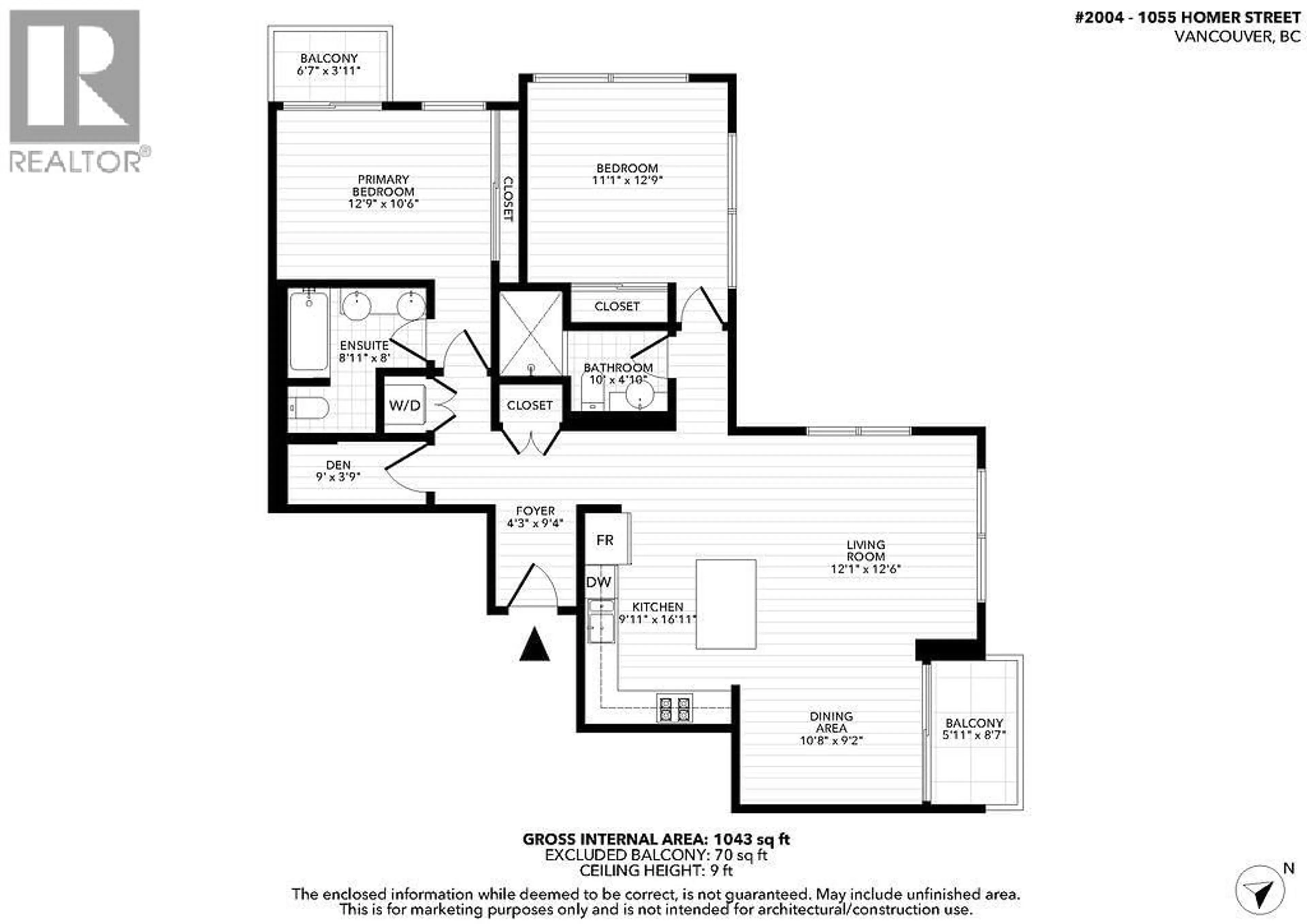 Floor plan for 2004 - 1055 HOMER STREET, Vancouver British Columbia V6B1G3