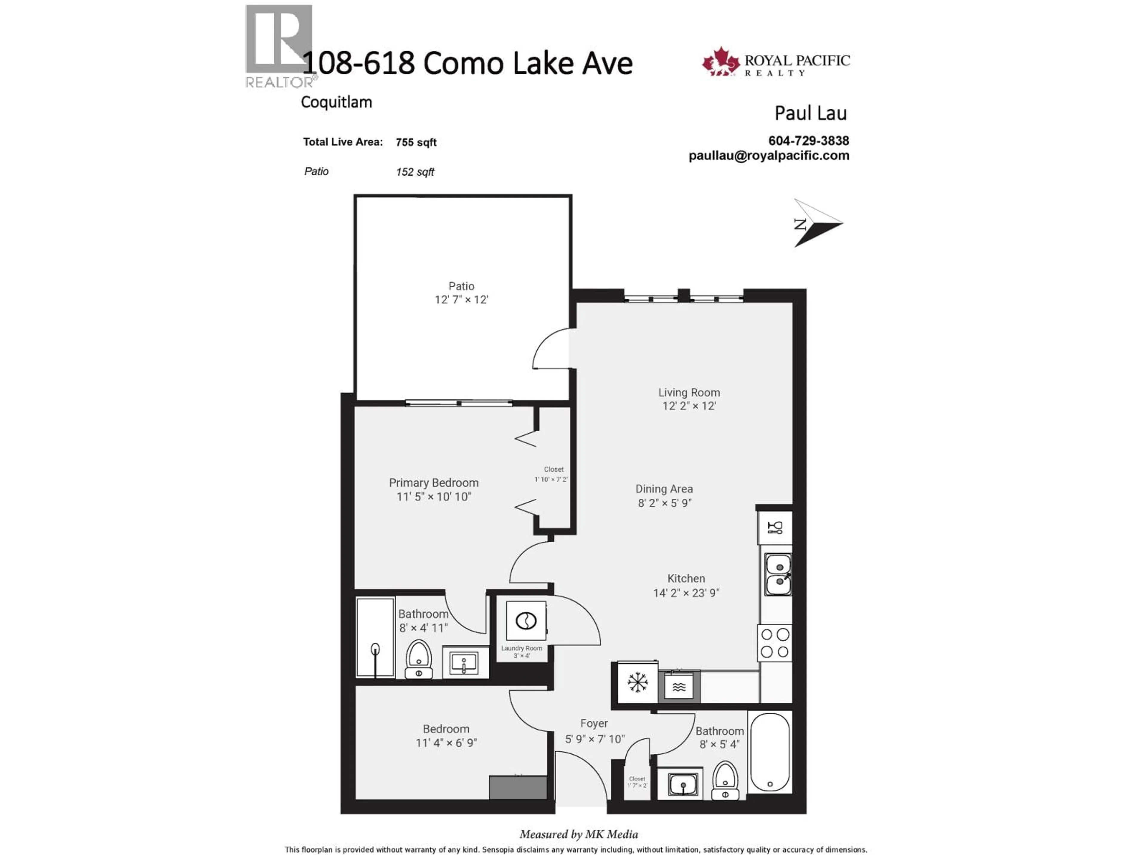 Floor plan for 108 - 618 COMO LAKE AVENUE, Coquitlam British Columbia V3J0G1