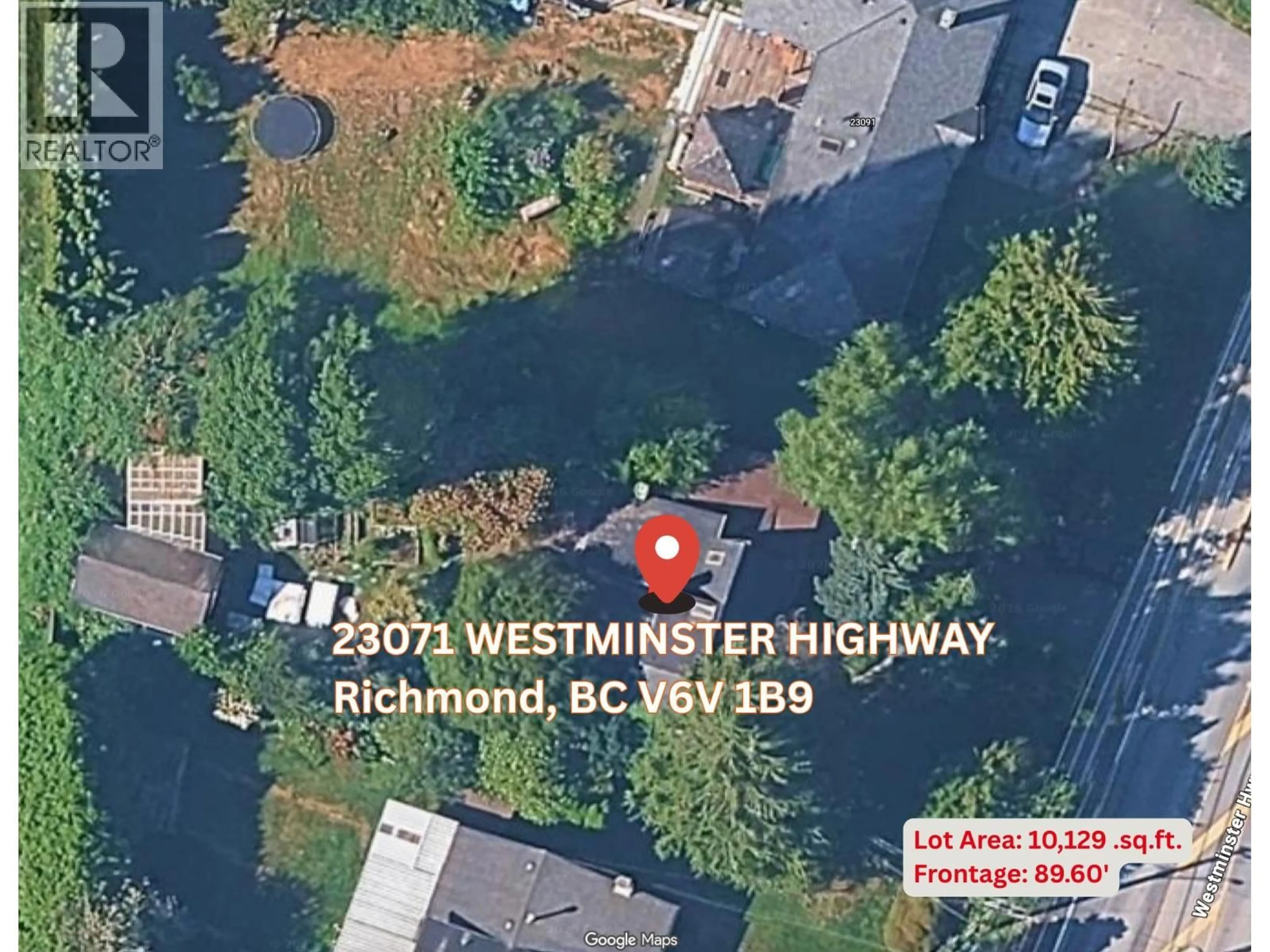 A pic from outside/outdoor area/front of a property/back of a property/a pic from drone, street for 23071 WESTMINSTER HIGHWAY, Richmond British Columbia V6V1B9