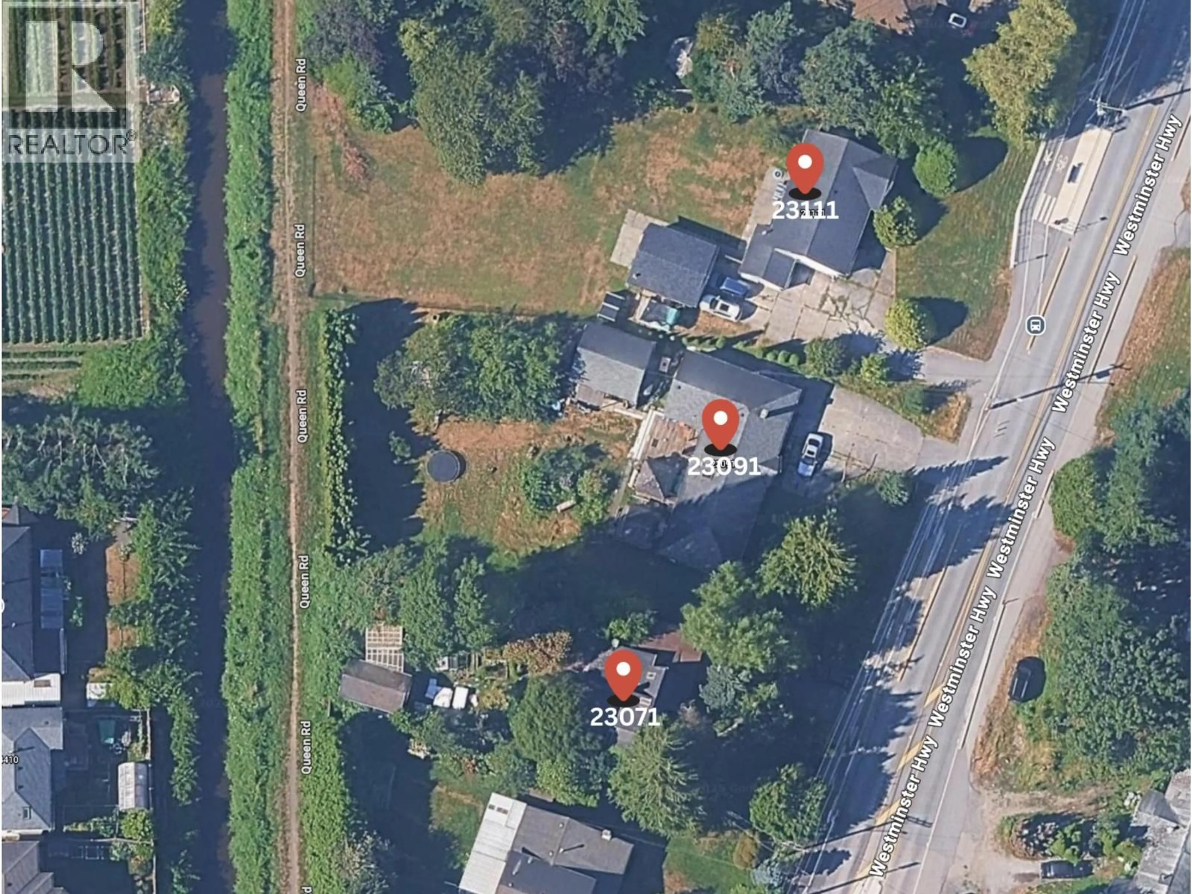 A pic from outside/outdoor area/front of a property/back of a property/a pic from drone, street for 23071 WESTMINSTER HIGHWAY, Richmond British Columbia V6V1B9