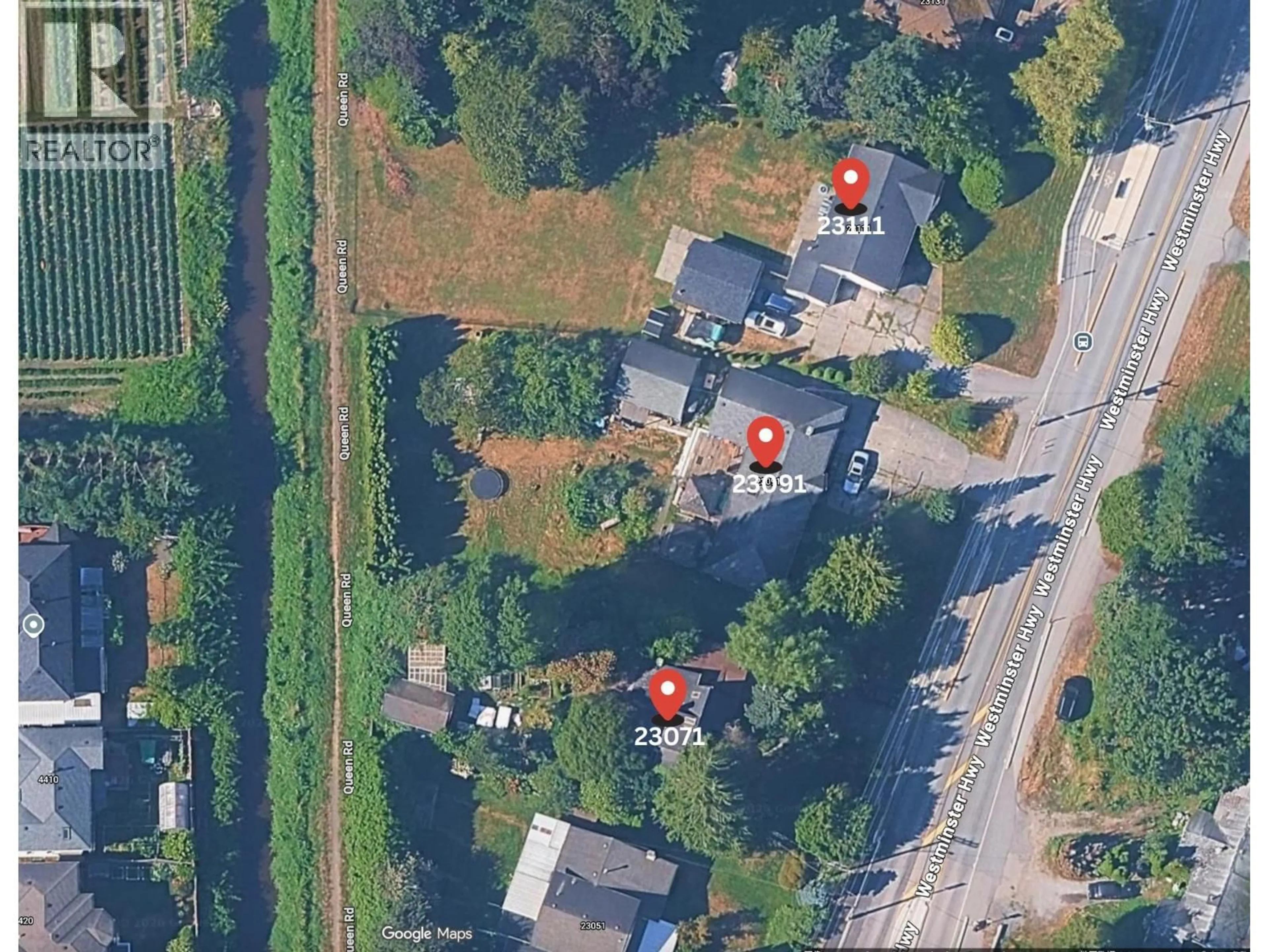 A pic from outside/outdoor area/front of a property/back of a property/a pic from drone, street for 23091 WESTMINSTER HIGHWAY, Richmond British Columbia V6V1B9
