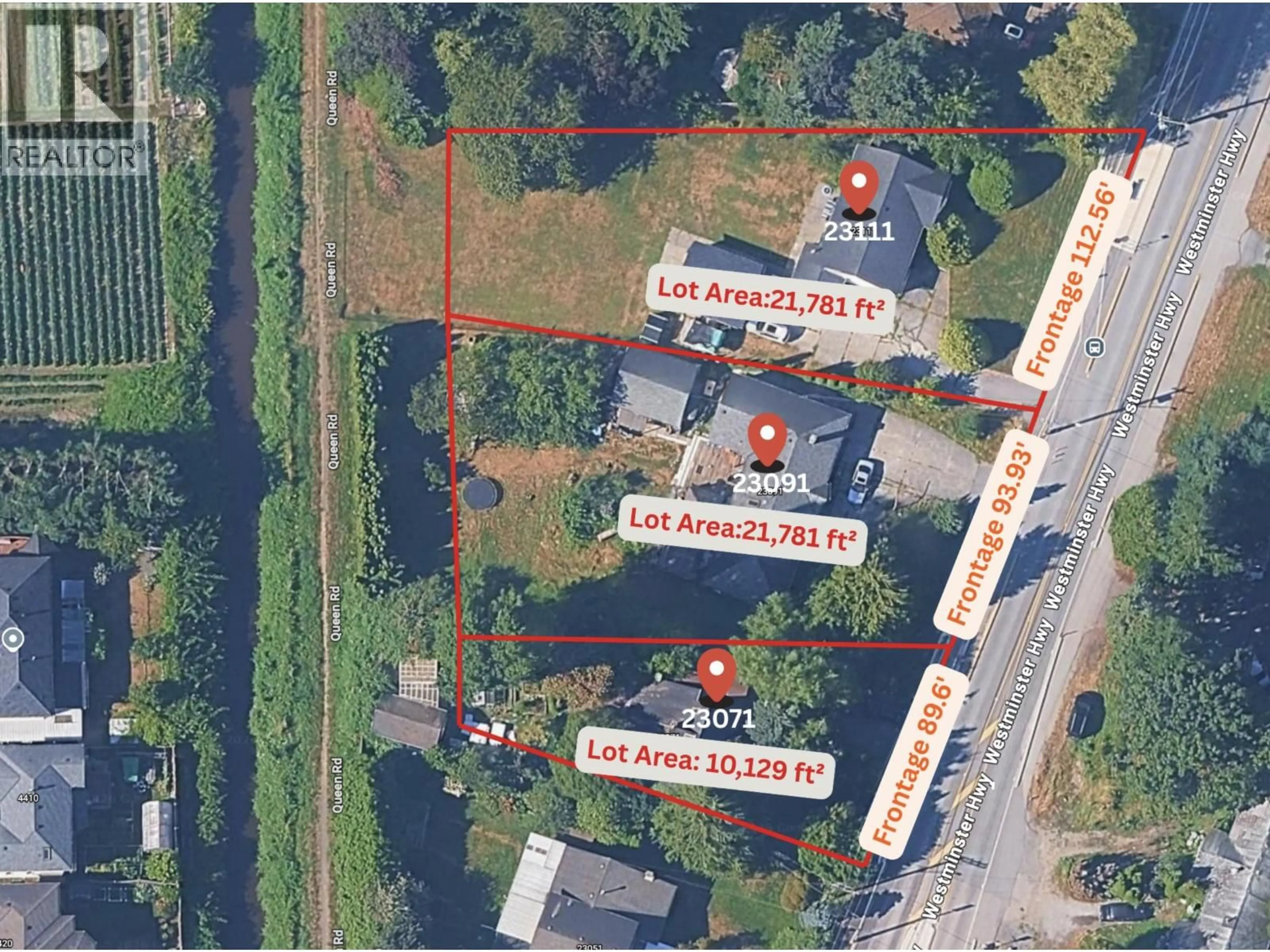 A pic from outside/outdoor area/front of a property/back of a property/a pic from drone, street for 23111 WESTMINSTER HIGHWAY, Richmond British Columbia V6V1B9
