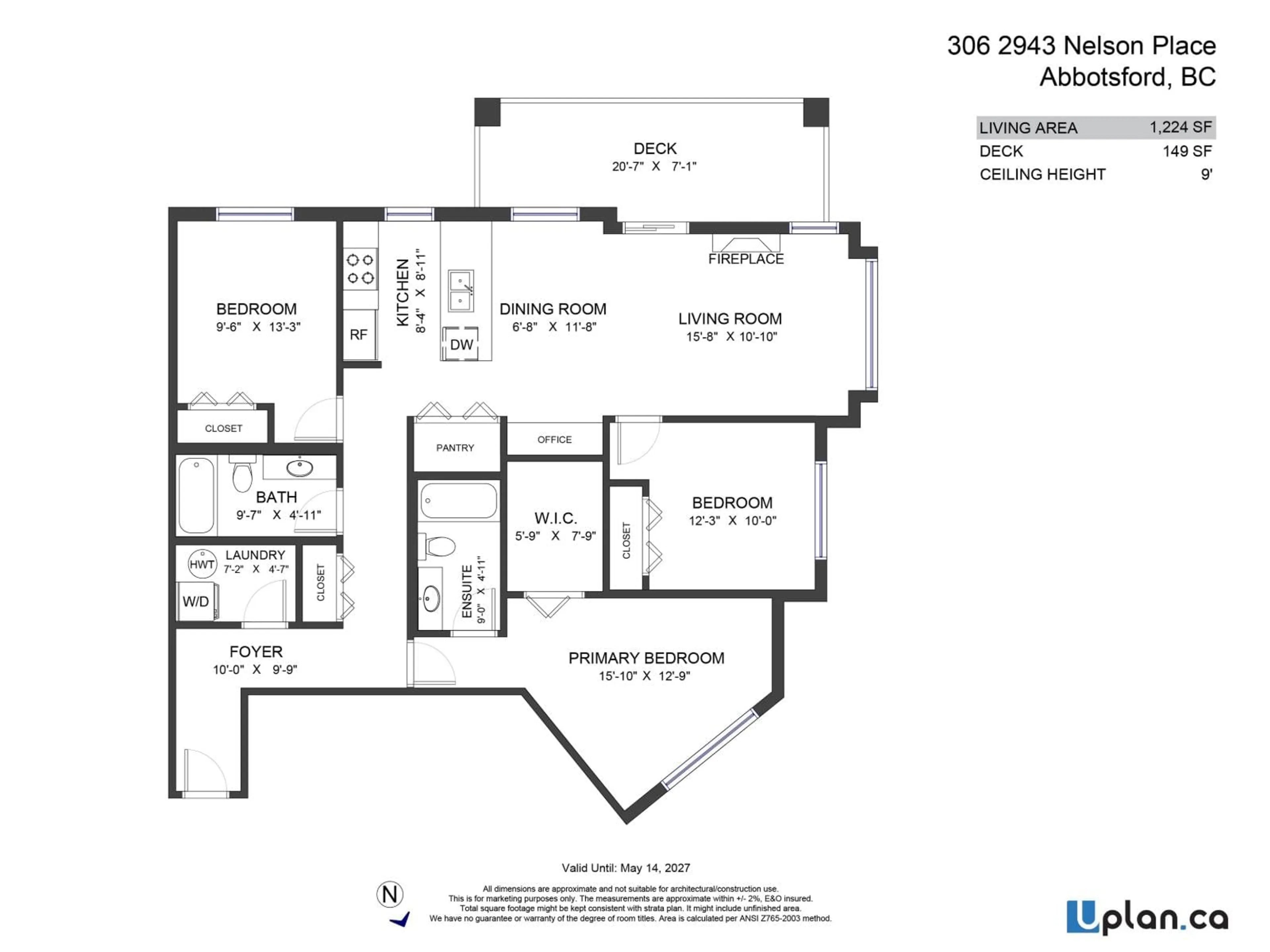 Floor plan for 306 - 2943 NELSON PLACE, Abbotsford British Columbia V2S0C8