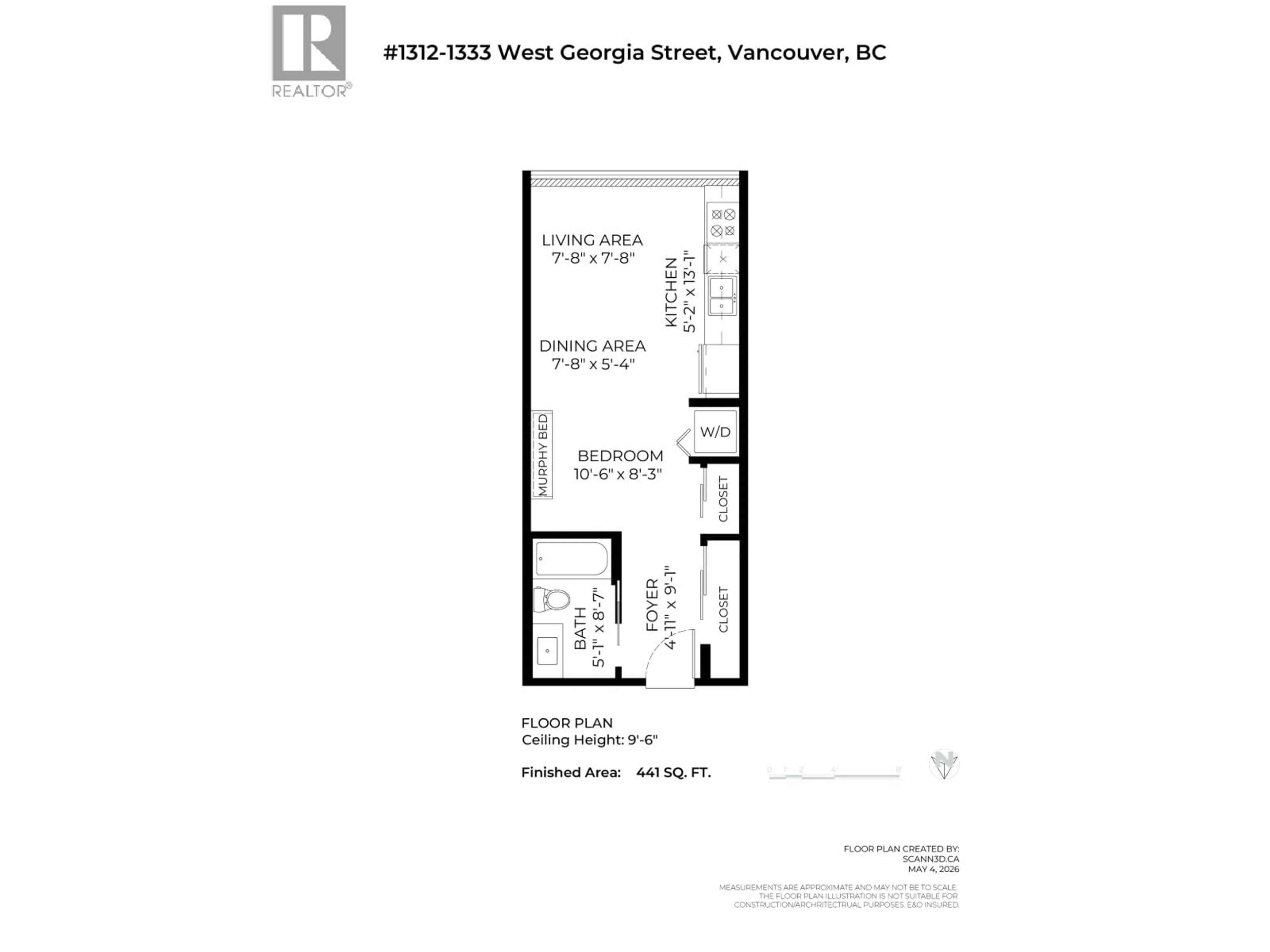 Floor plan for 1312 - 1333 GEORGIA STREET, Vancouver British Columbia V6E4V3