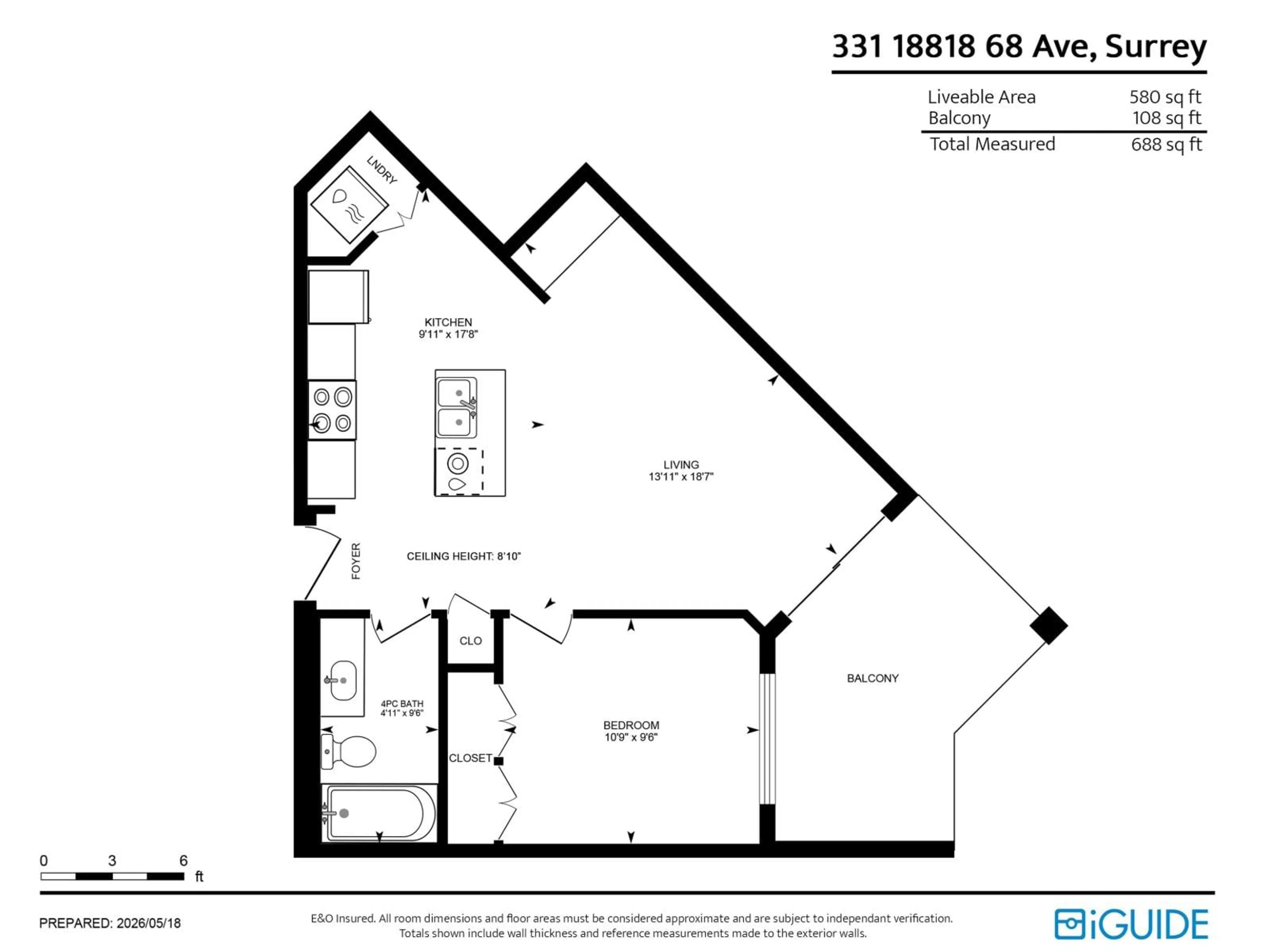 Floor plan for 331 - 18818 68 AVENUE, Surrey British Columbia V4N6K2