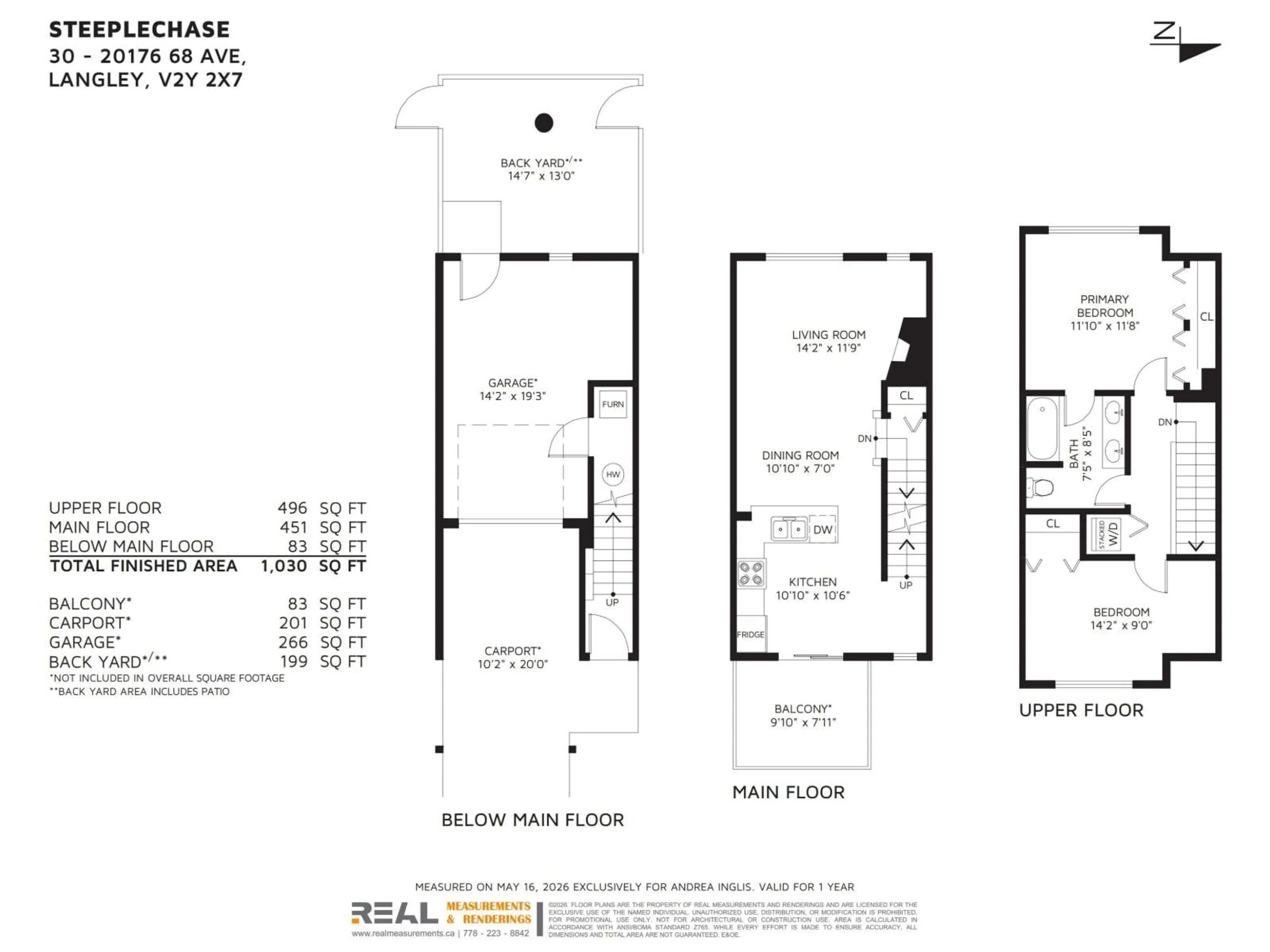 Floor plan for 30 - 20176 68 AVENUE, Langley British Columbia V2Y2X7