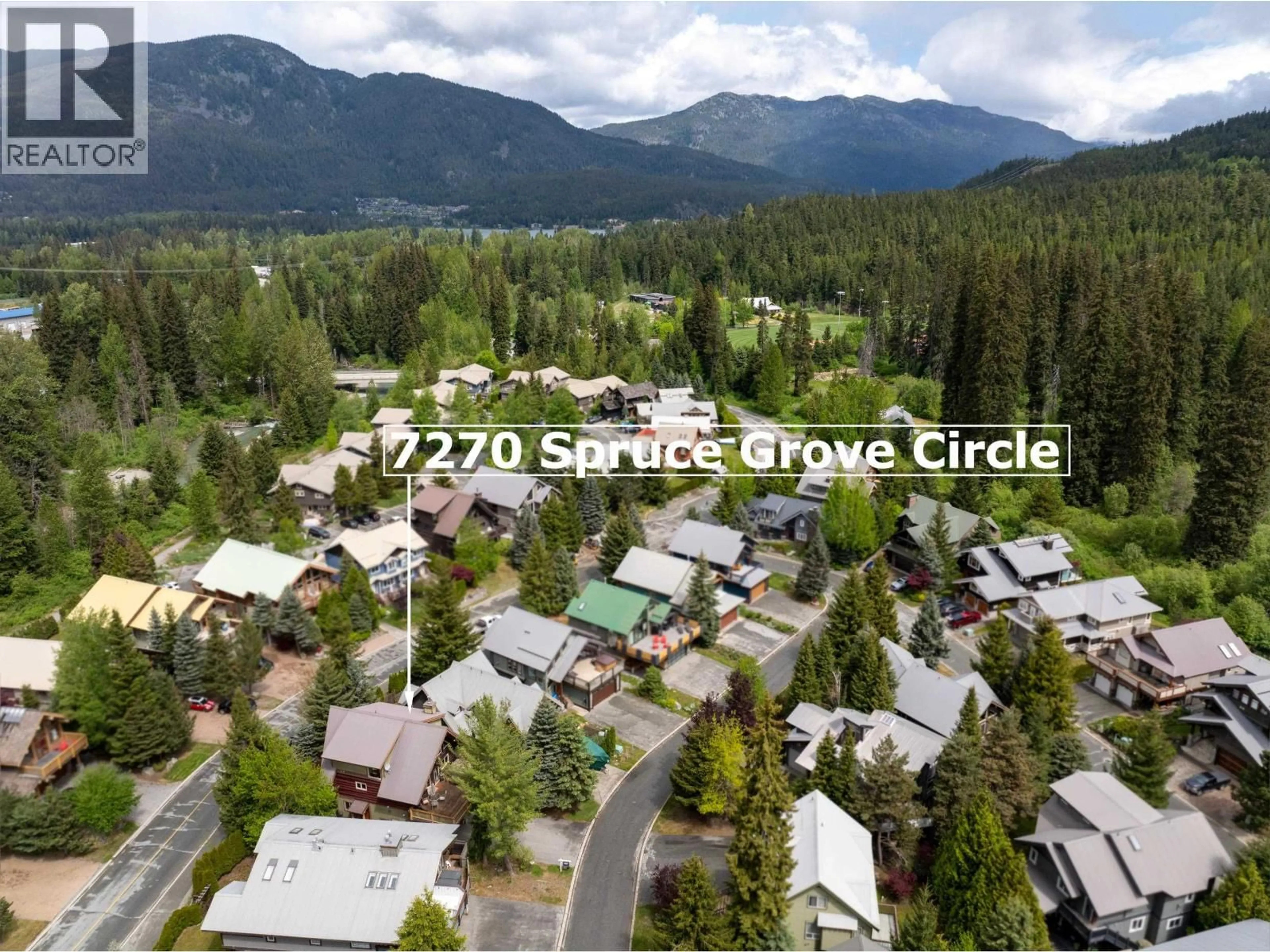 A pic from outside/outdoor area/front of a property/back of a property/a pic from drone, unknown for 7270 SPRUCE GROVE CIRCLE, Whistler British Columbia V8E0E8