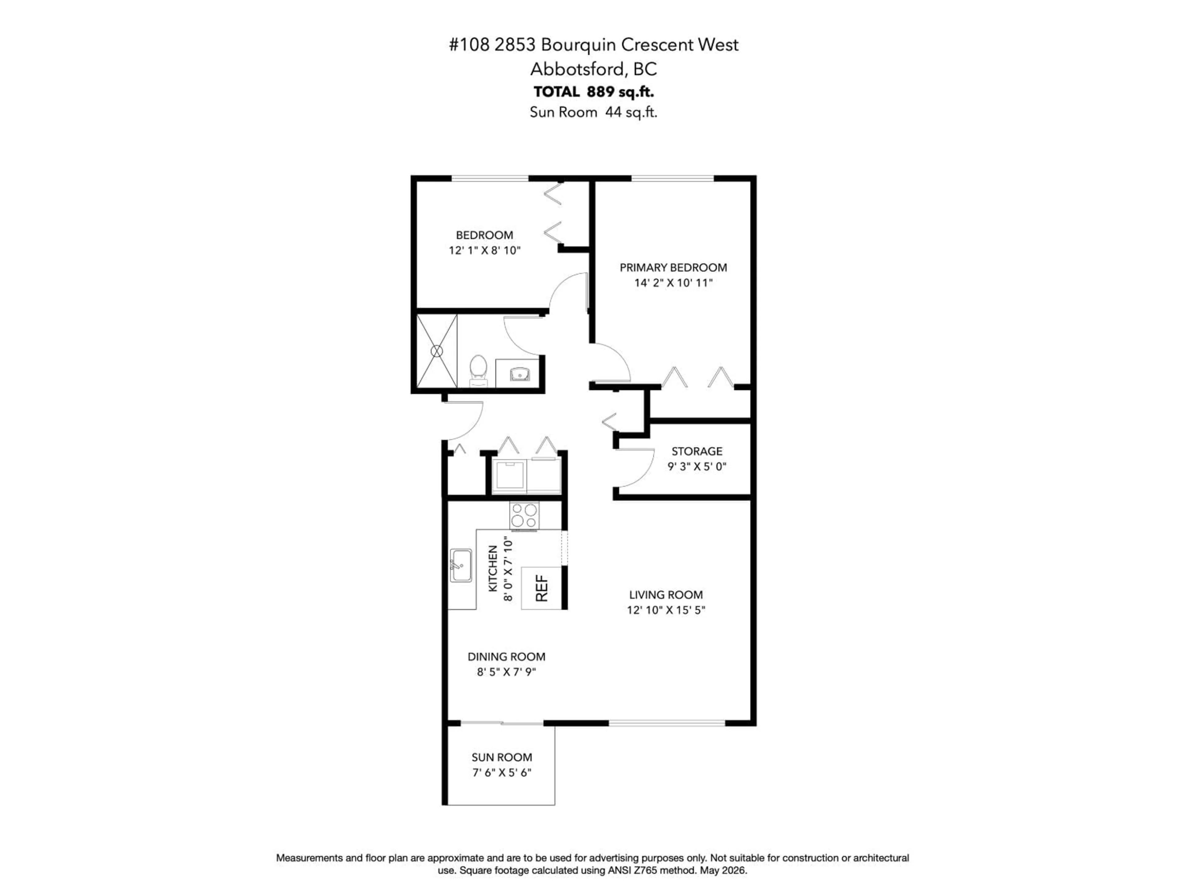 Floor plan for 108 - 2853 BOURQUIN CRESCENT WEST, Abbotsford British Columbia V2S6H6