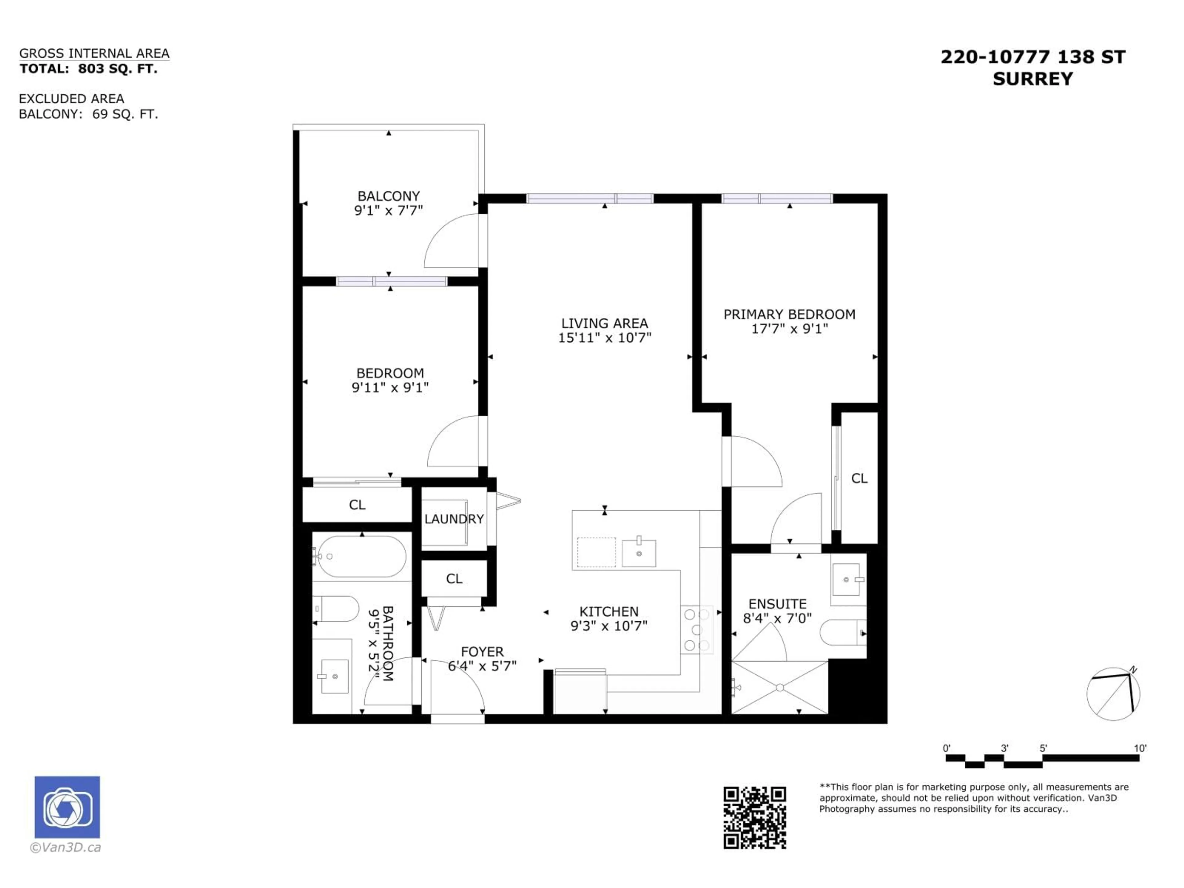 Floor plan for 220 - 10777 138 STREET, Surrey British Columbia V3T0T5