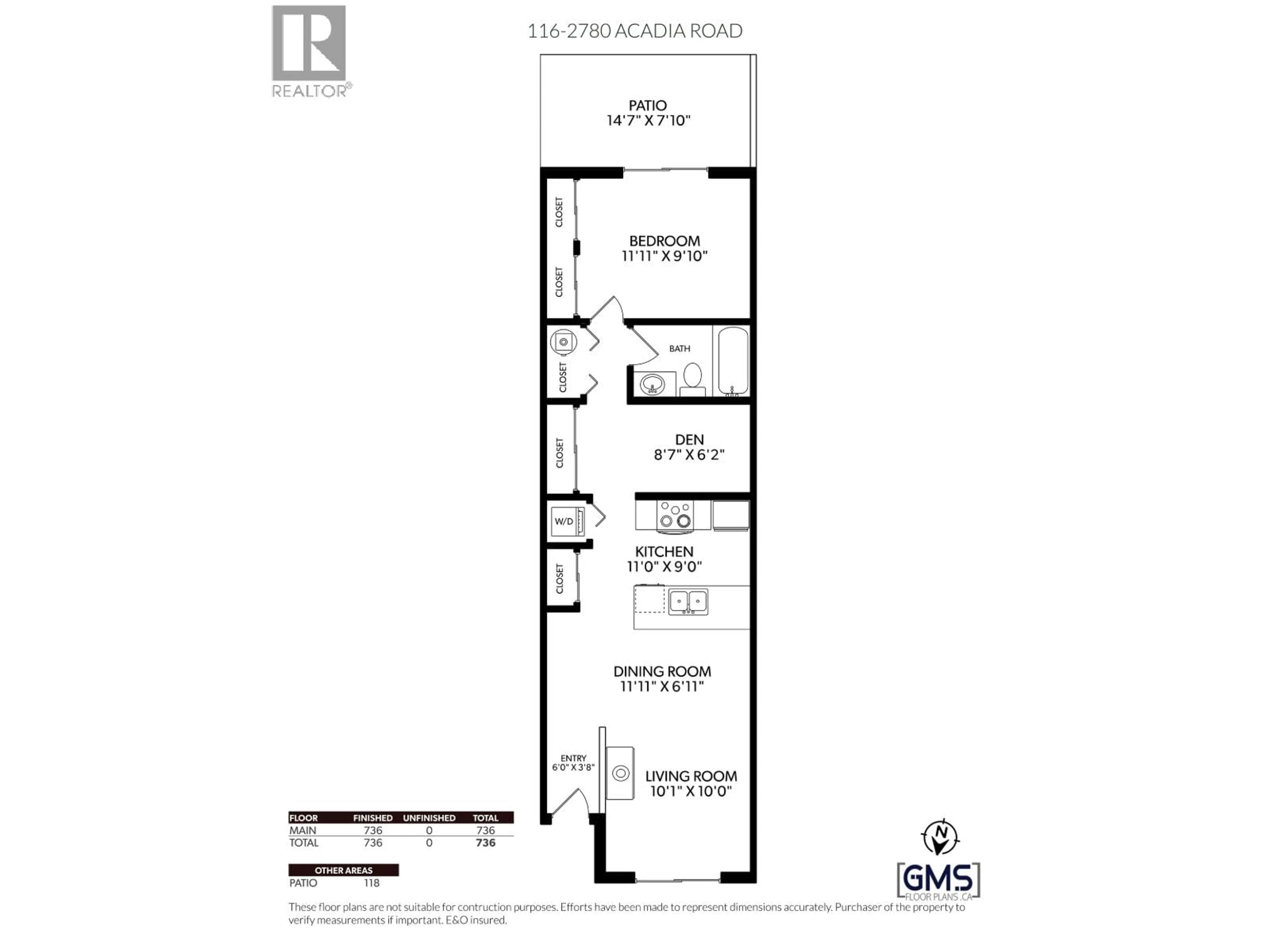Floor plan for 116 - 2780 ACADIA ROAD, Vancouver British Columbia V6T2L3