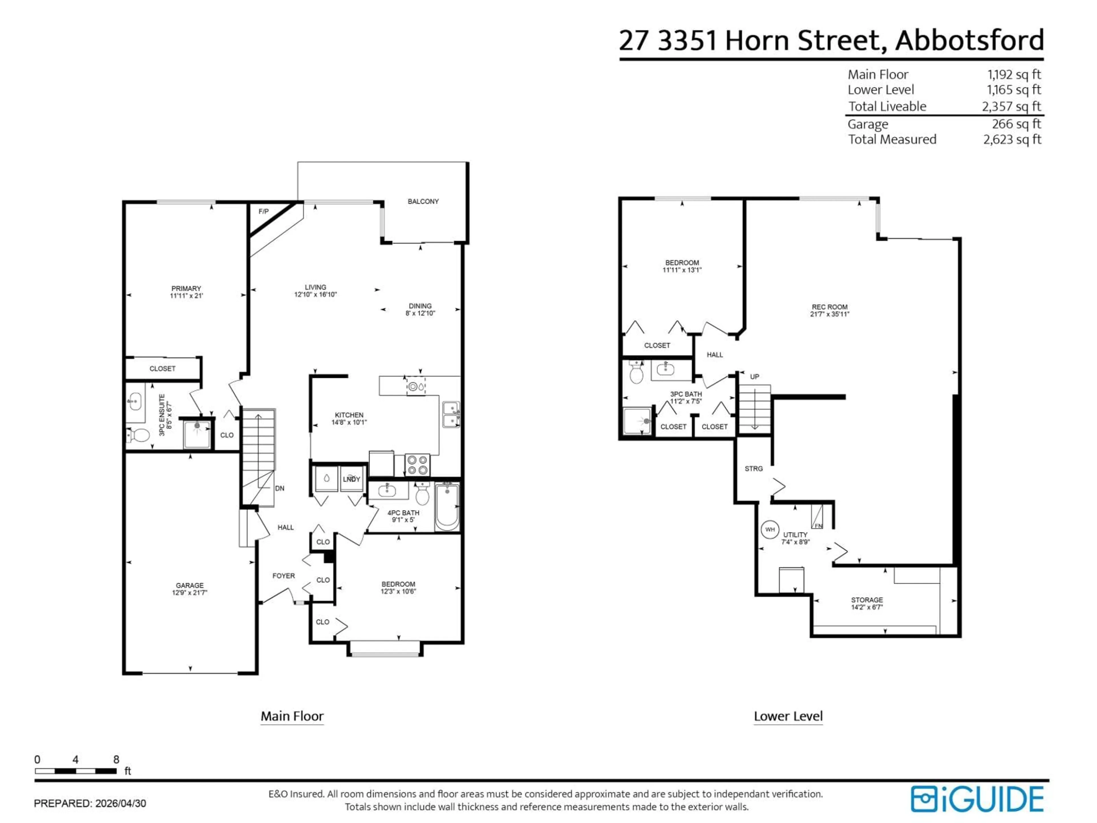Floor plan for 27 - 3351 HORN STREET, Abbotsford British Columbia V2S7J9