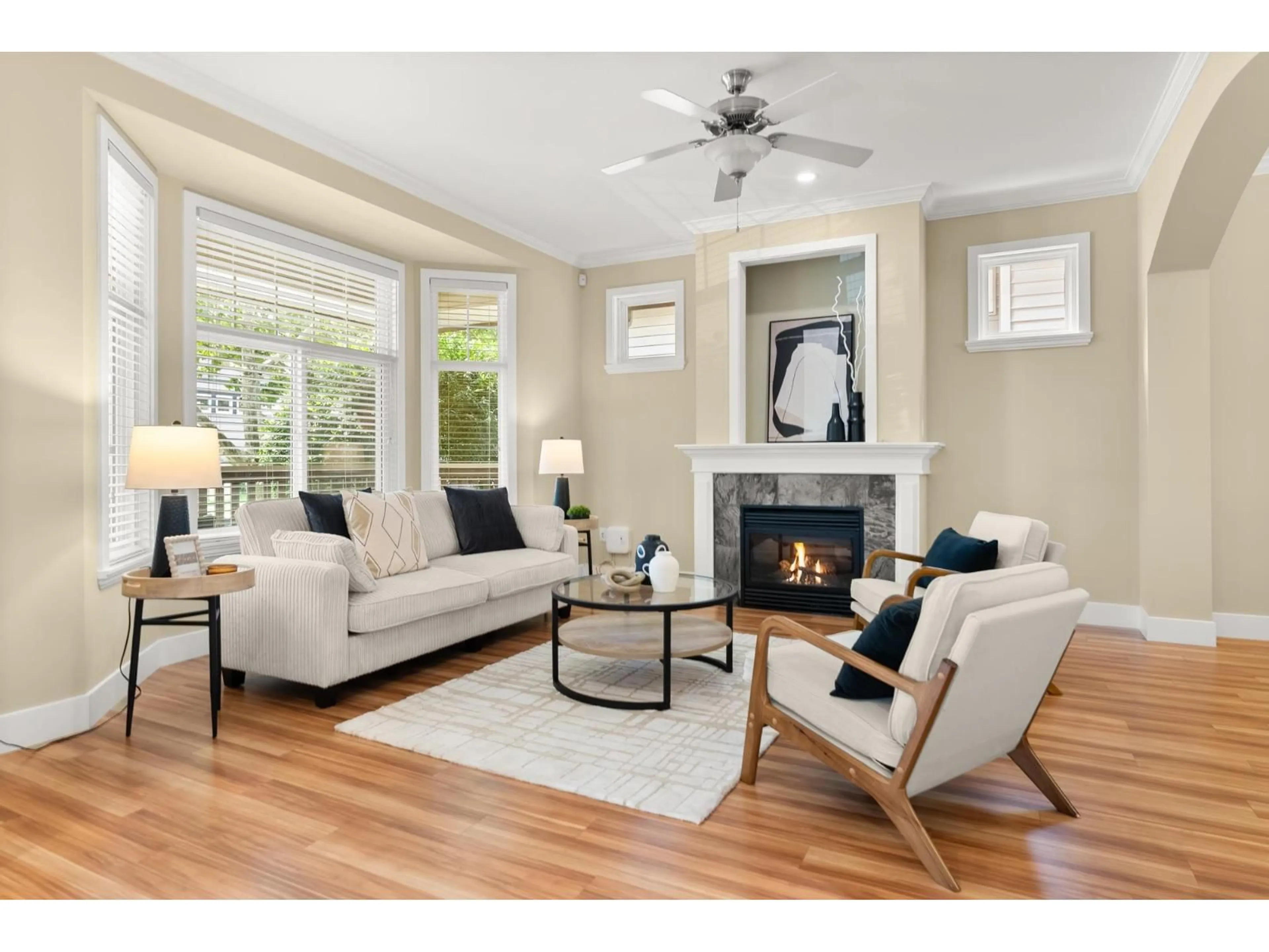 Living room with furniture, wood/laminate floor for 14781 59A AVENUE, Surrey British Columbia V3S0R6