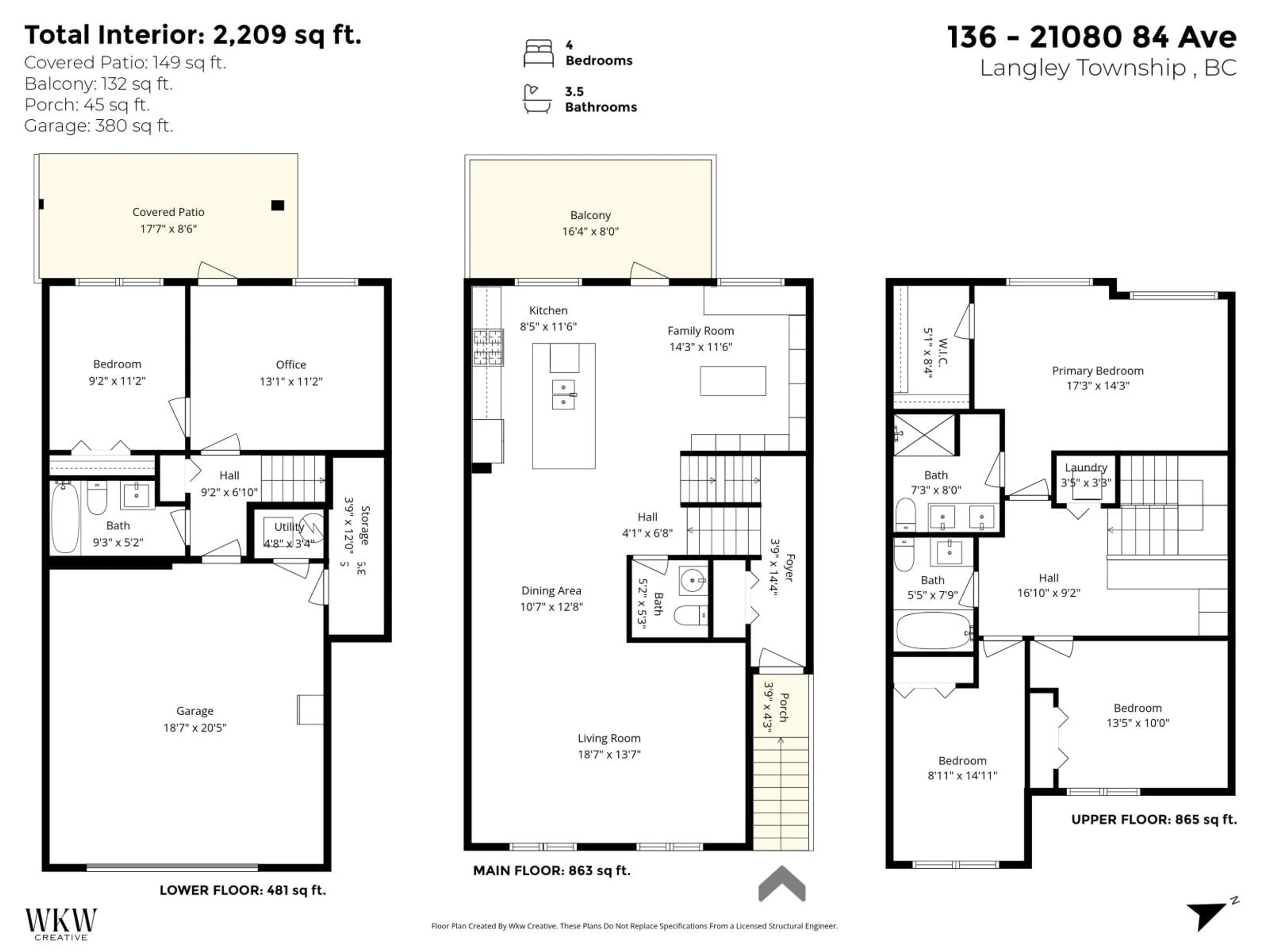Floor plan for 136 - 20180 84 AVENUE, Langley British Columbia V2Y3N5