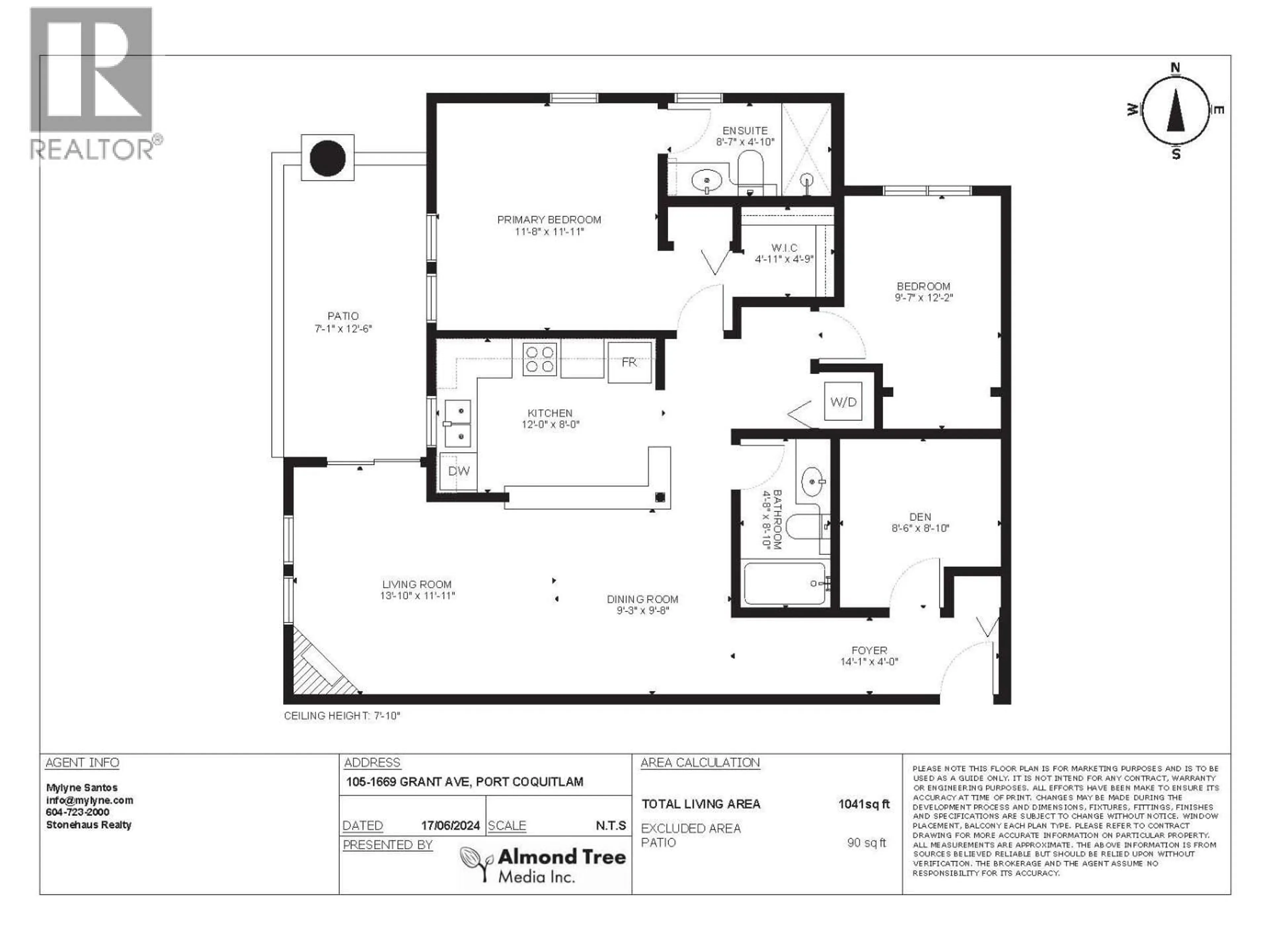 Floor plan for 105 - 1669 GRANT AVENUE, Port Coquitlam British Columbia V3B7W9