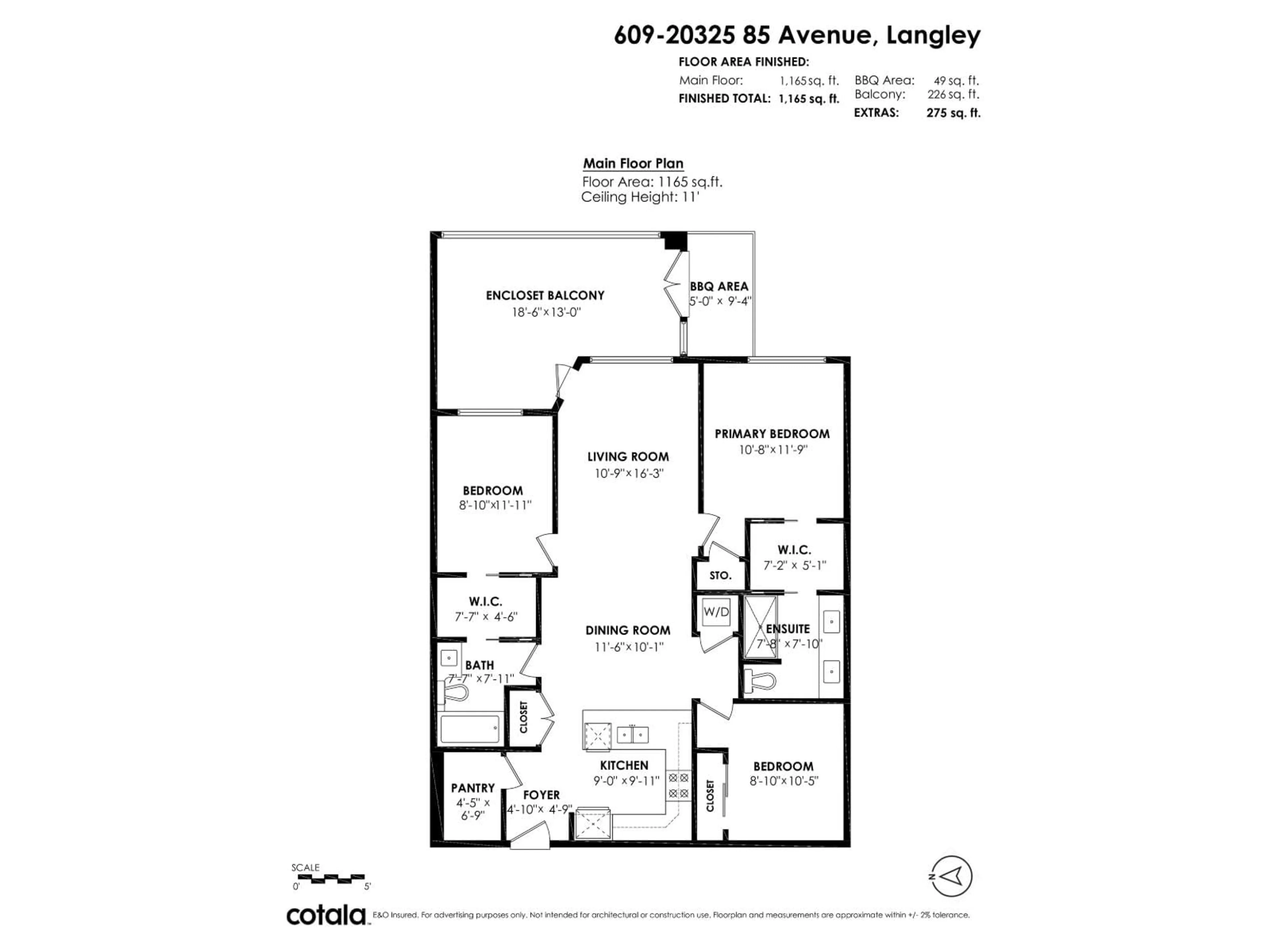 Floor plan for 609 - 20325 85 AVENUE, Langley British Columbia V2Y3L2
