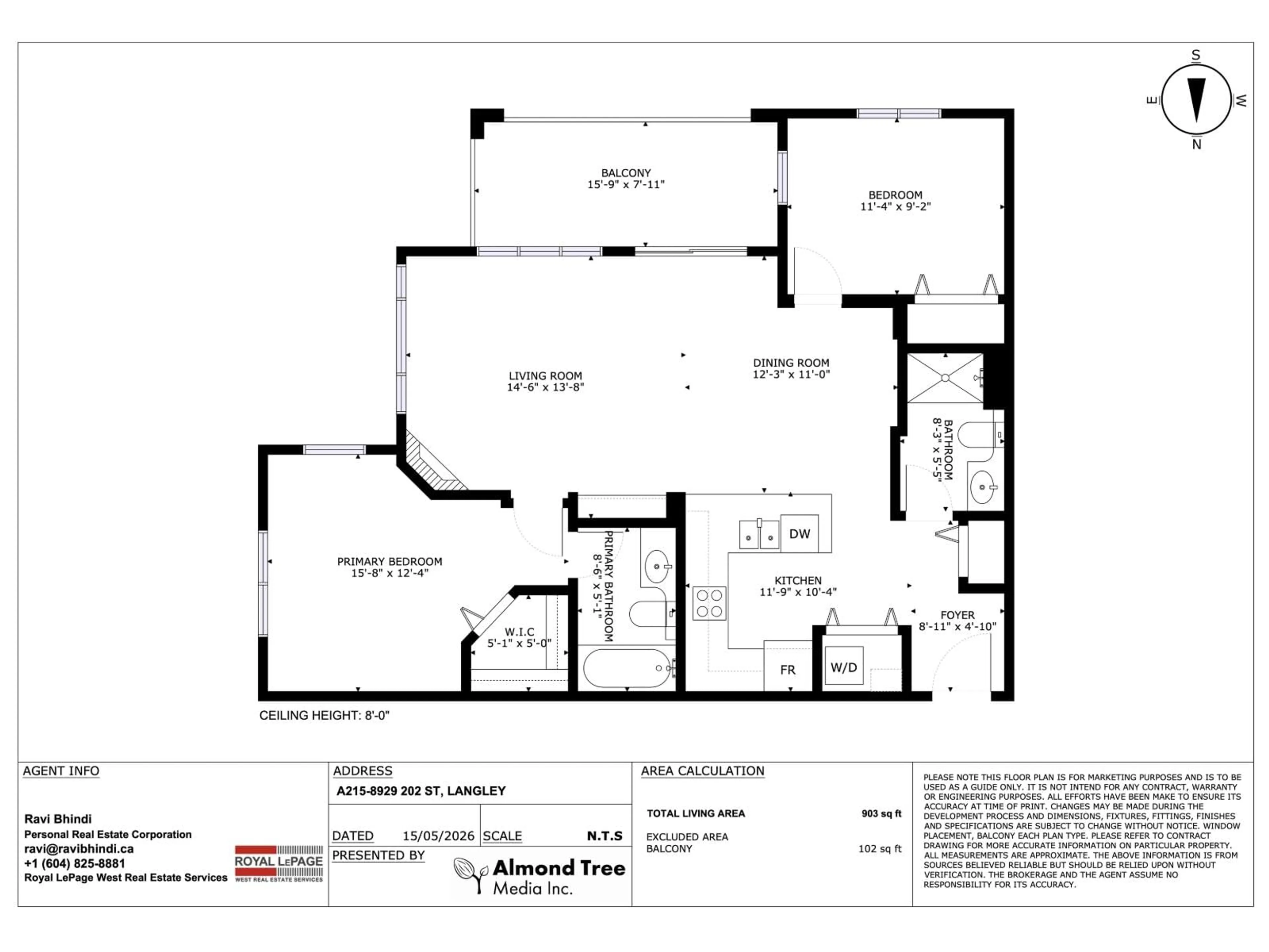 Floor plan for A215 - 8929 202 STREET, Langley British Columbia V1M0B4