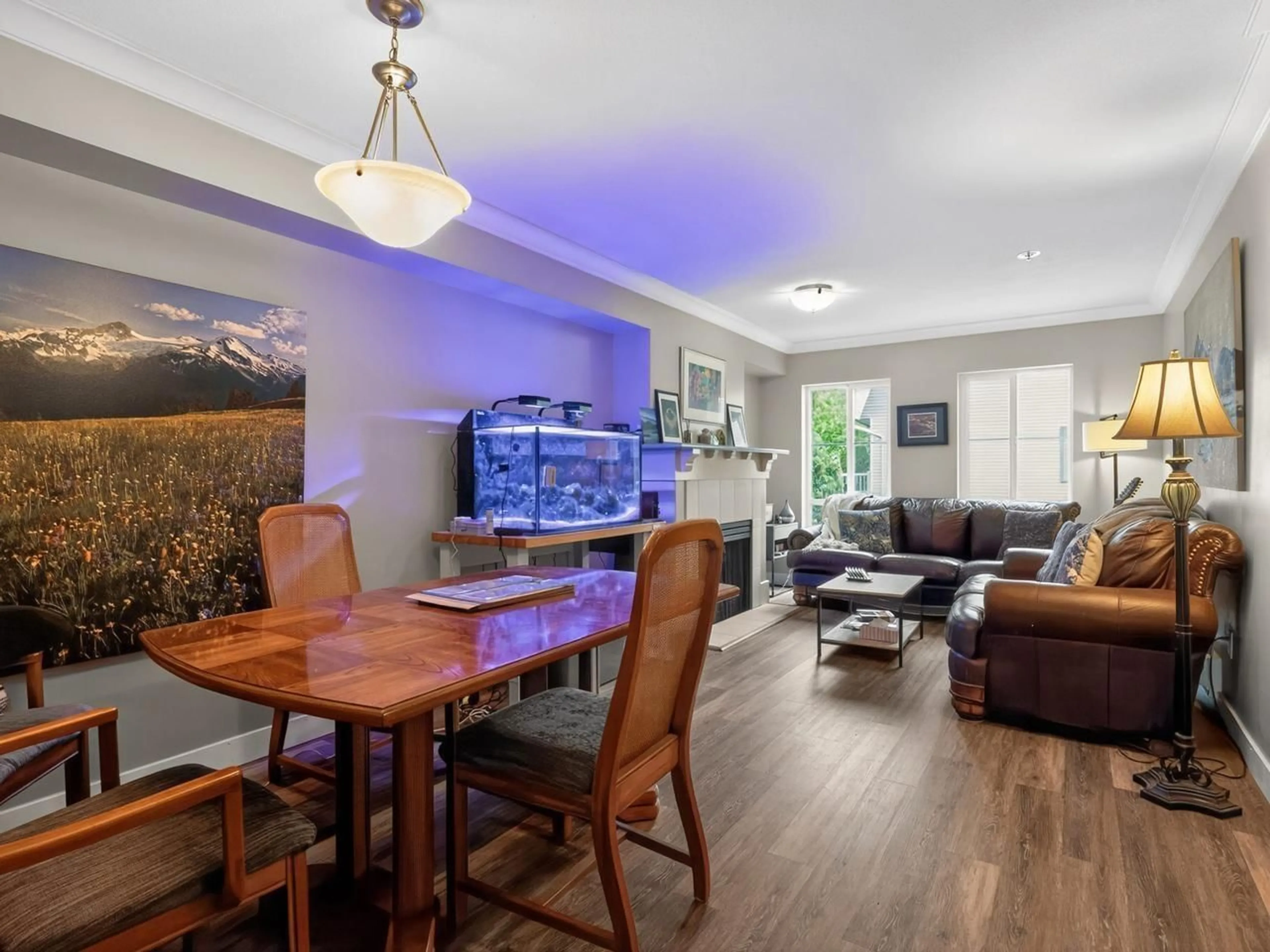 Living room with furniture, wood/laminate floor for 45 - 8930 WALNUT GROVE DRIVE, Langley British Columbia V1M3K2