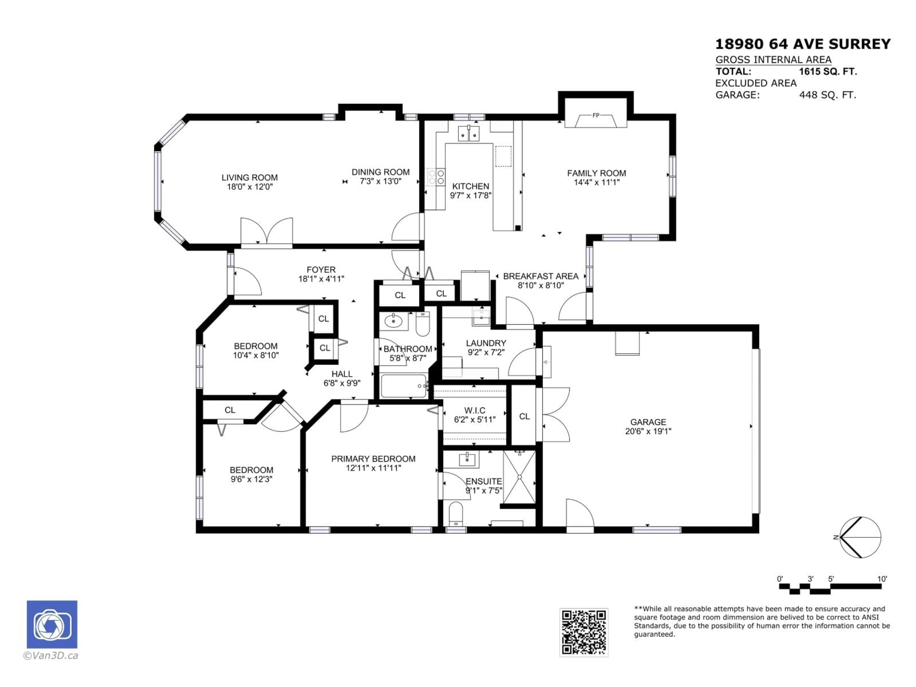 Floor plan for 18980 64 AVENUE, Surrey British Columbia V3S7W1