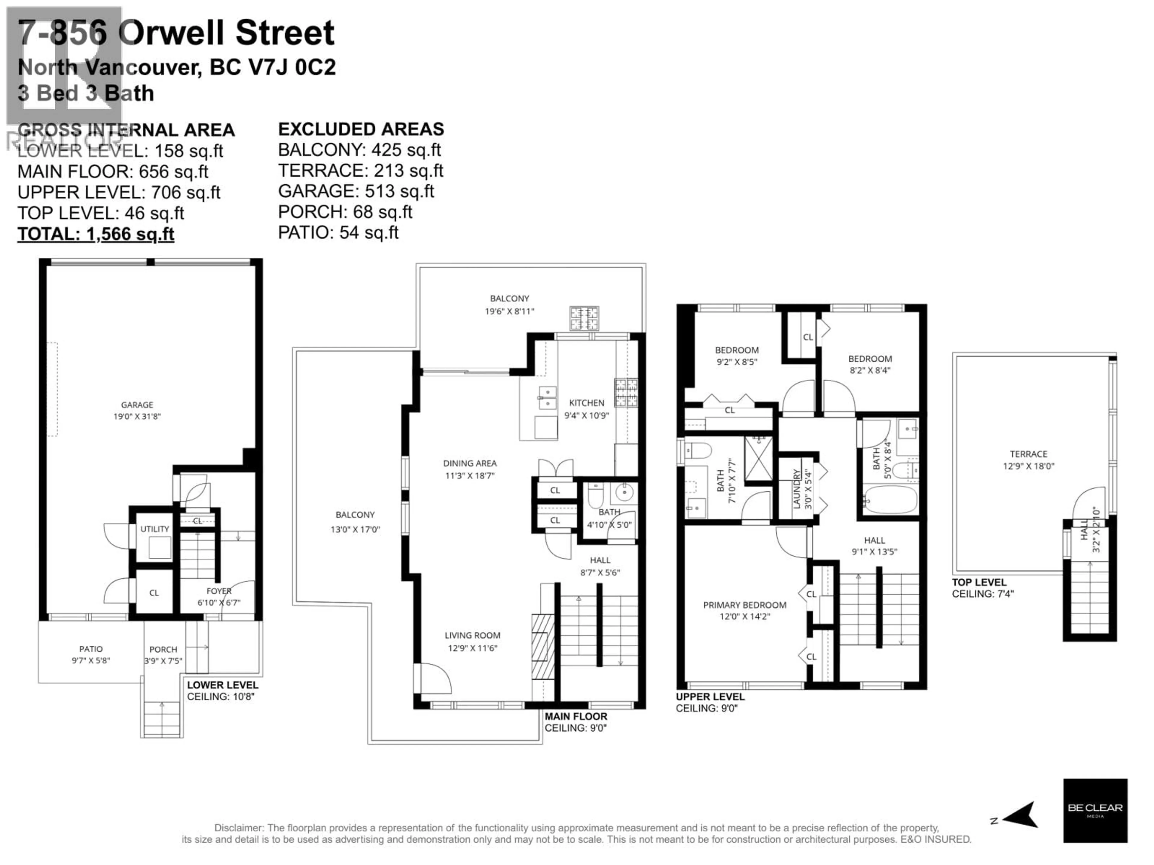 Floor plan for 7 - 856 ORWELL STREET, North Vancouver British Columbia V7J0C2