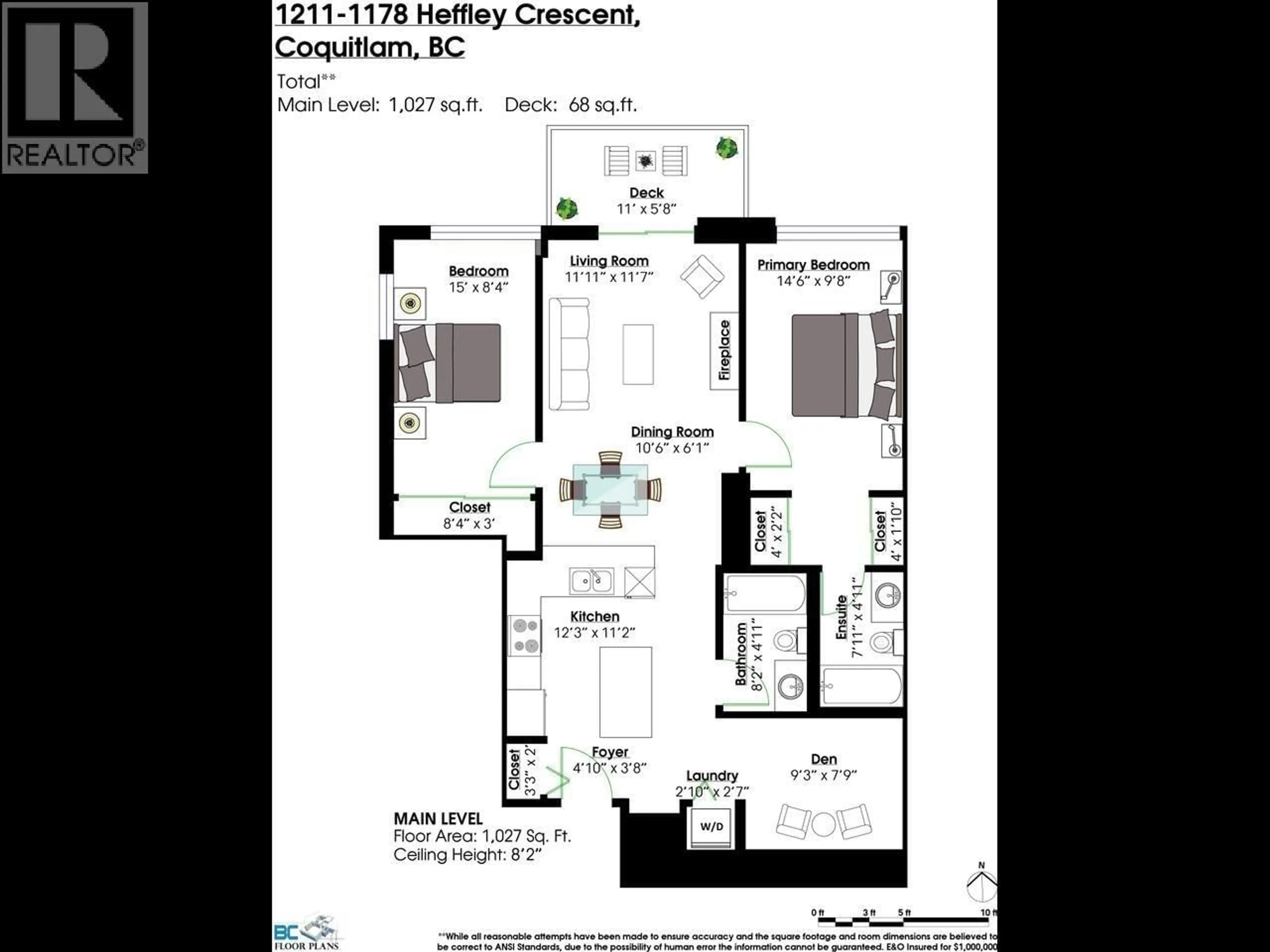 Floor plan for 1211 - 1178 HEFFLEY CRESCENT, Coquitlam British Columbia V3B0A7
