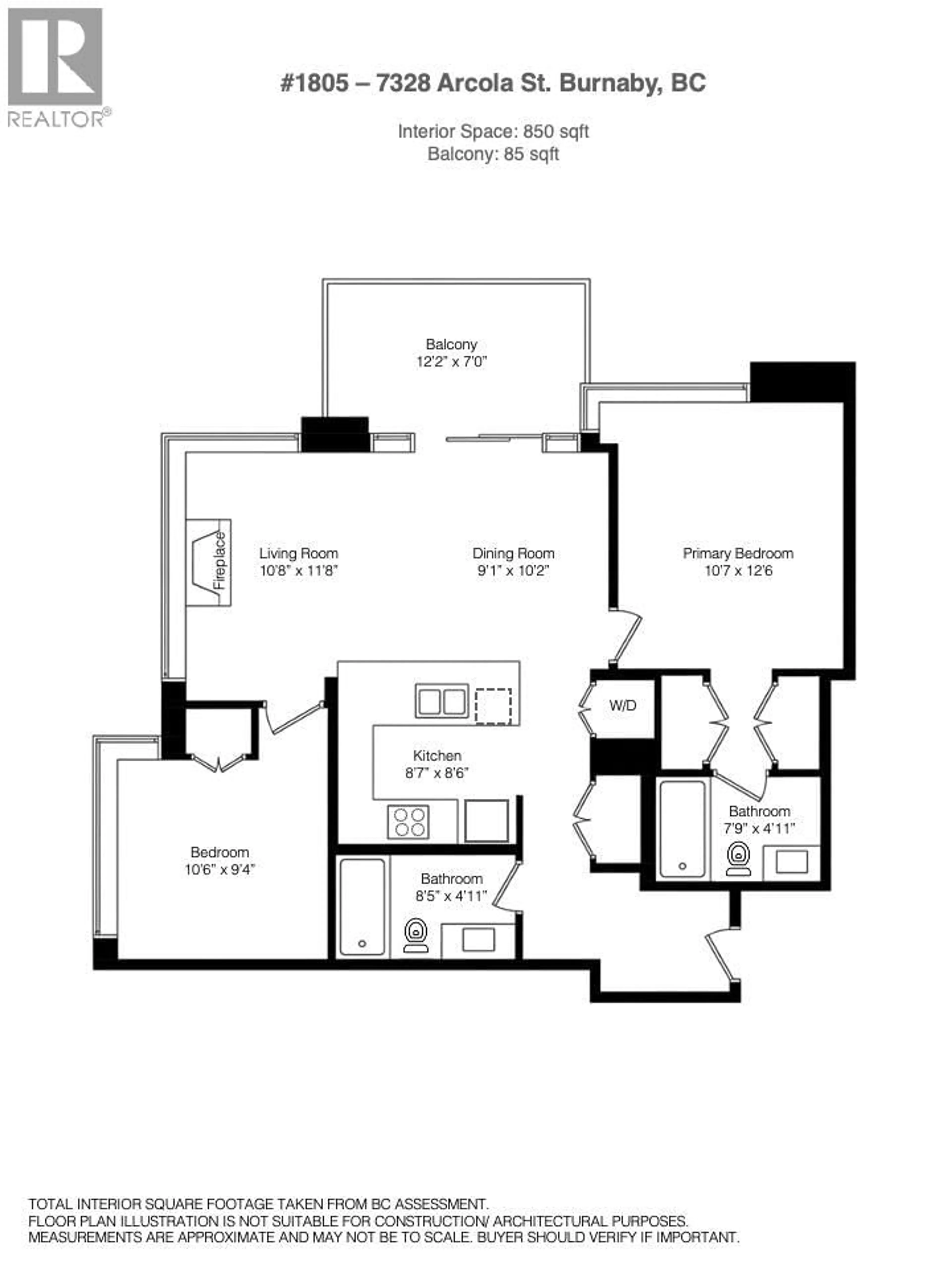 Floor plan for 1805 - 7328 ARCOLA STREET, Burnaby British Columbia V5E0A7