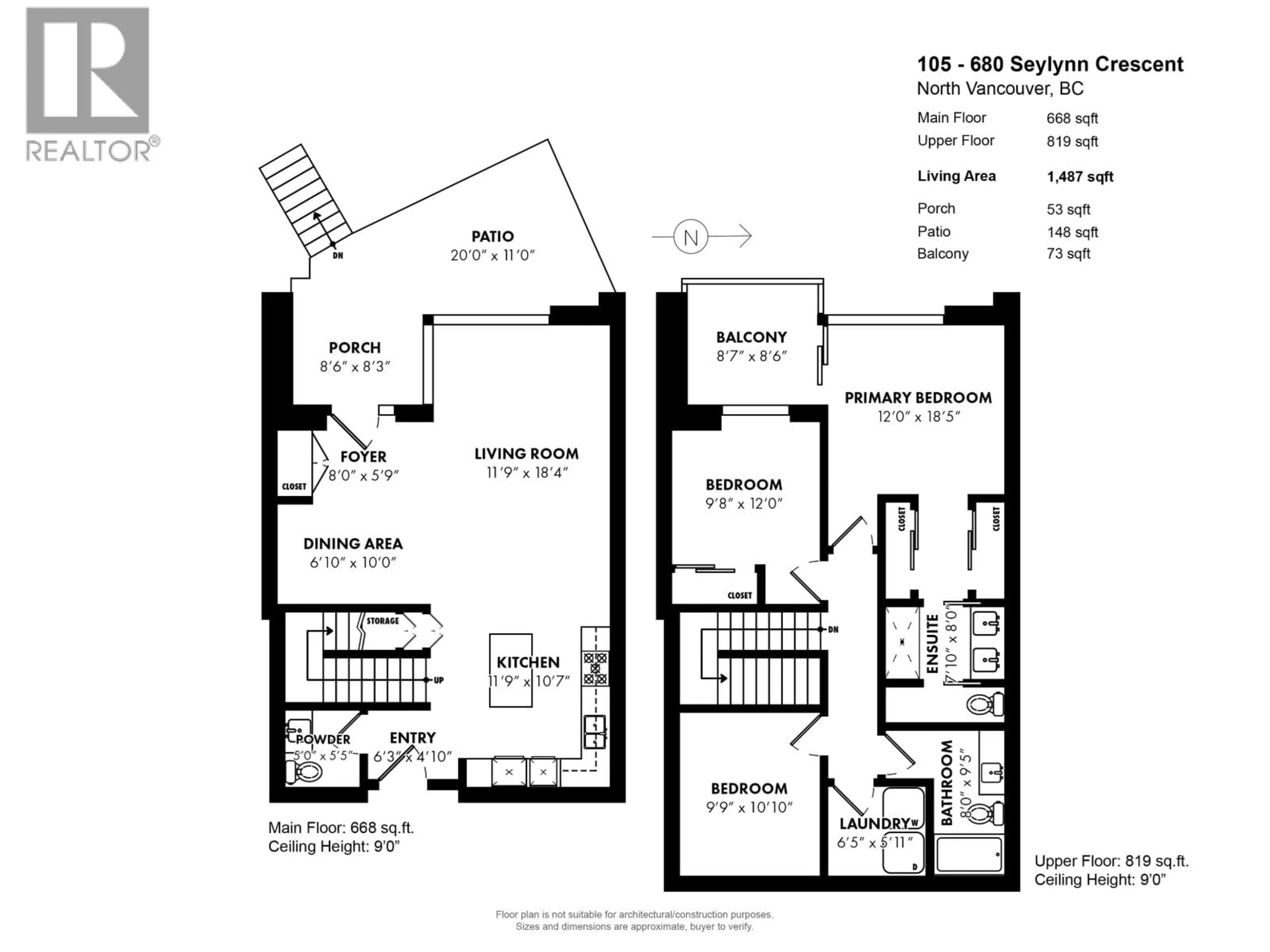 Floor plan for 105 - 680 SEYLYNN CRESCENT, North Vancouver British Columbia V7J0B5
