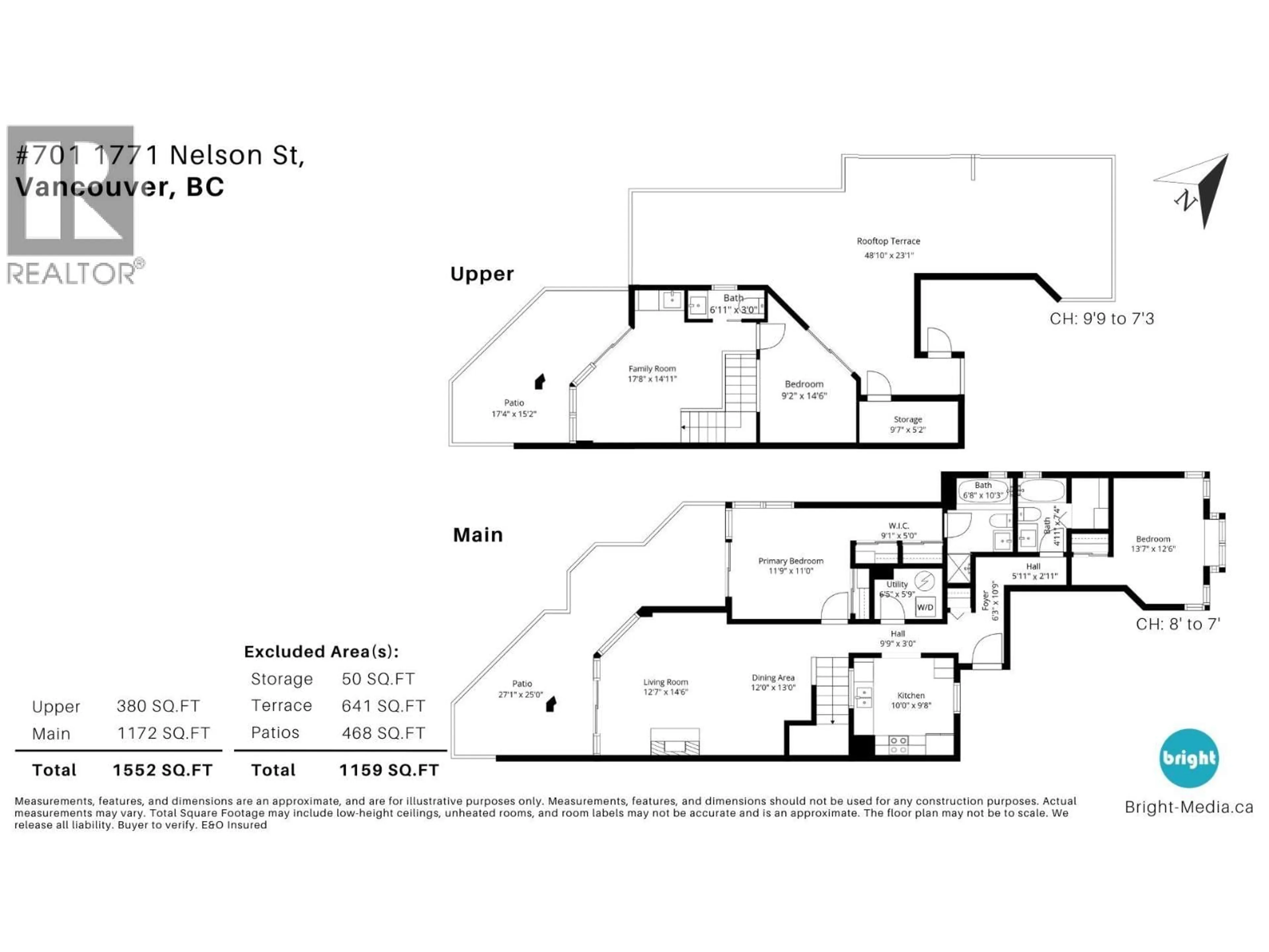 Floor plan for 701 - 1771 NELSON STREET, Vancouver British Columbia V6G1M6