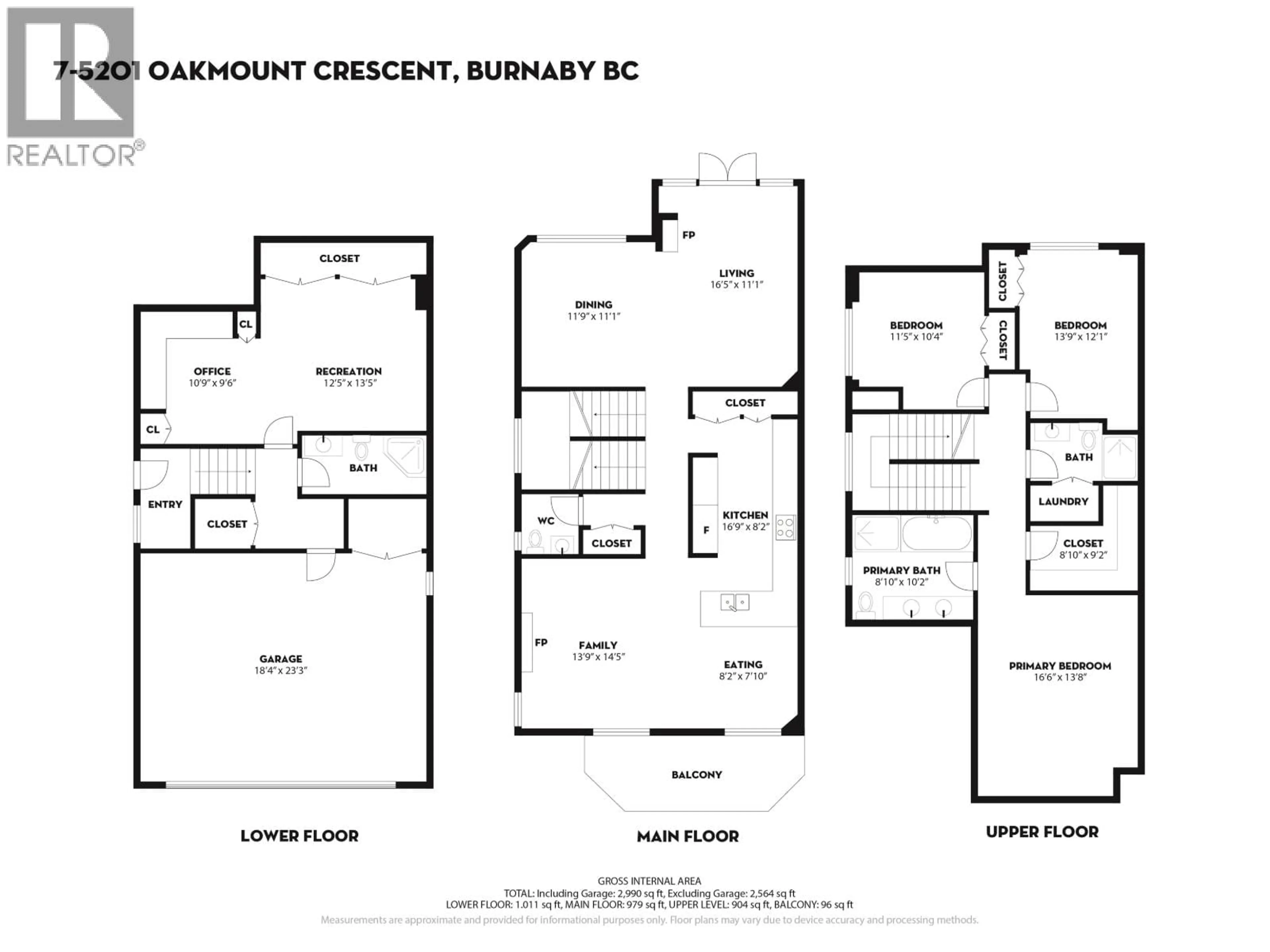 Floor plan for 7 - 5201 OAKMOUNT CRESCENT, Burnaby British Columbia V5H4S8