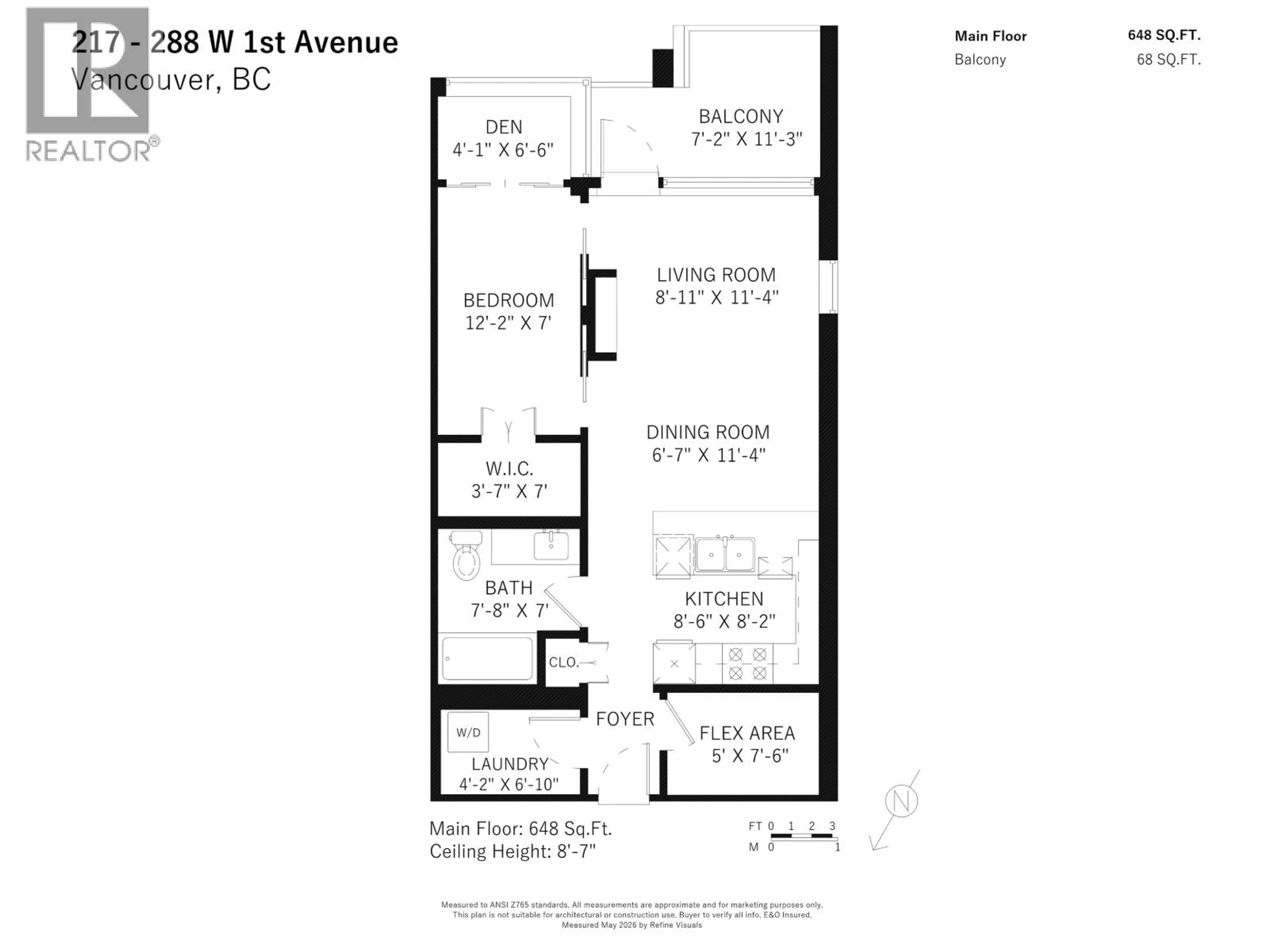 Floor plan for 217 - 288 1ST AVENUE, Vancouver British Columbia V5Y0E9