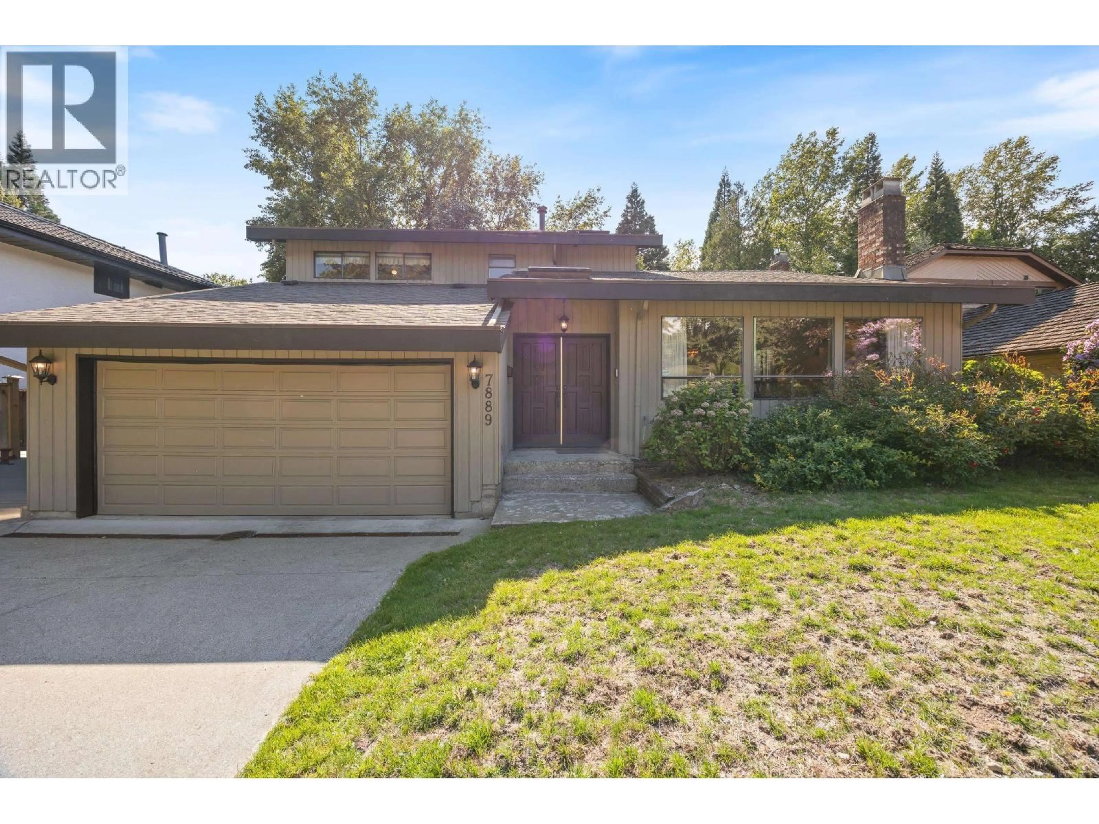 Home with brick exterior material, street for 7889 WOODHURST DRIVE, Burnaby British Columbia V5A4C4