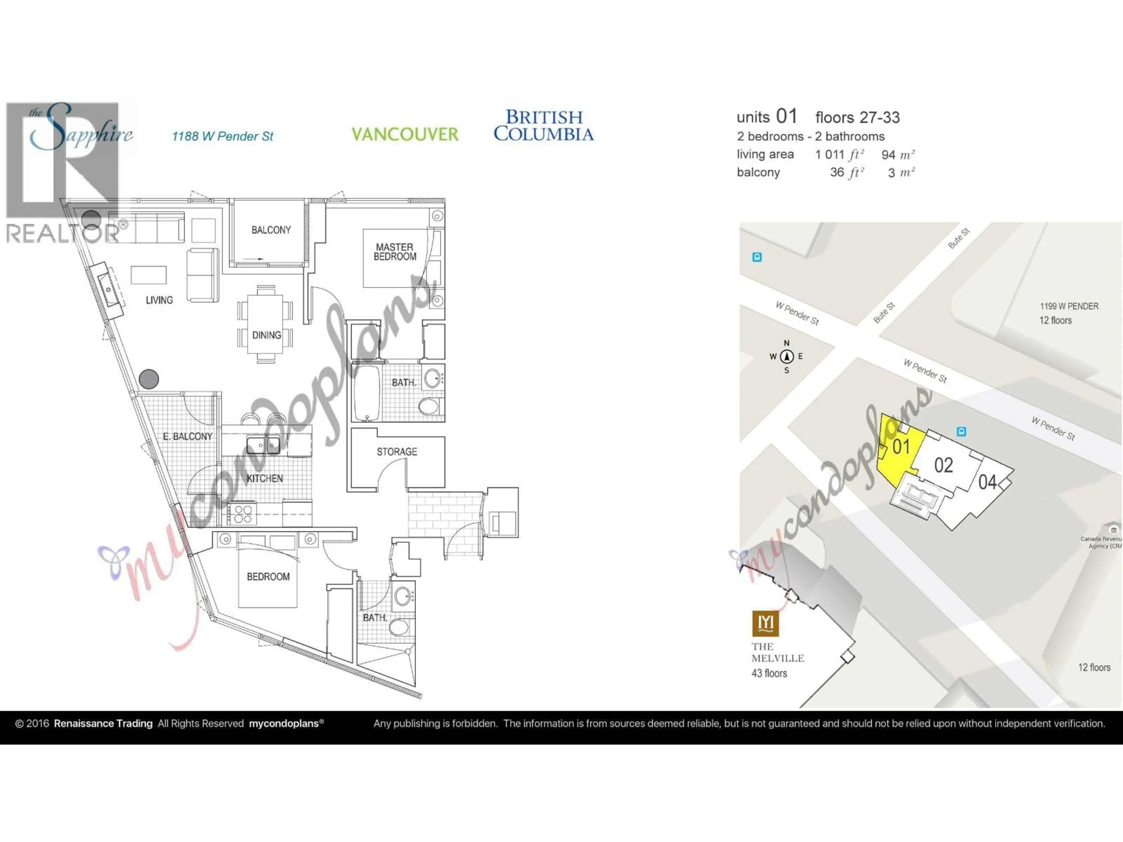 Floor plan for 3201 - 1188 PENDER STREET, Vancouver British Columbia V6E0A2